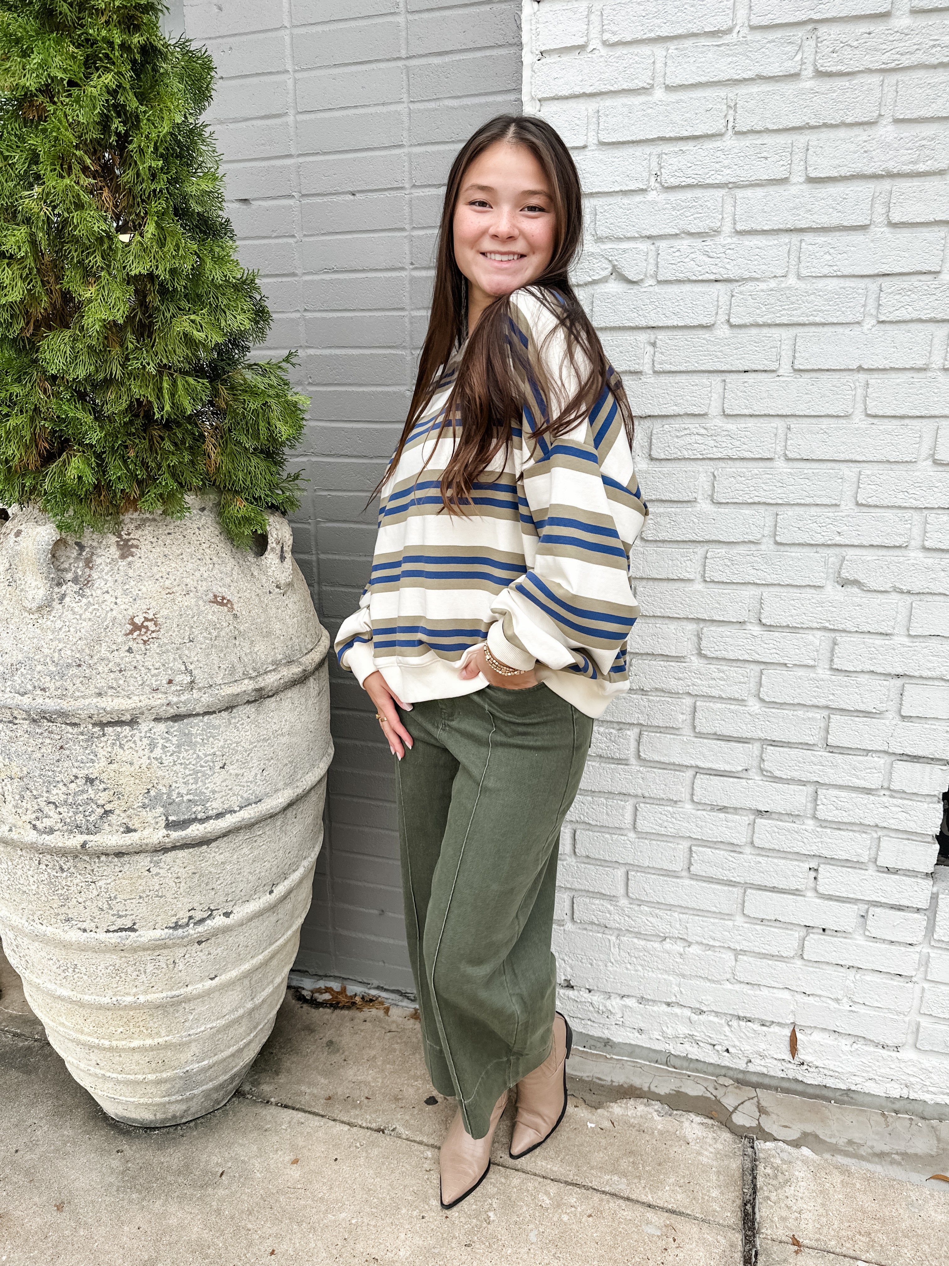 Oversized Stripe Sweatshirt