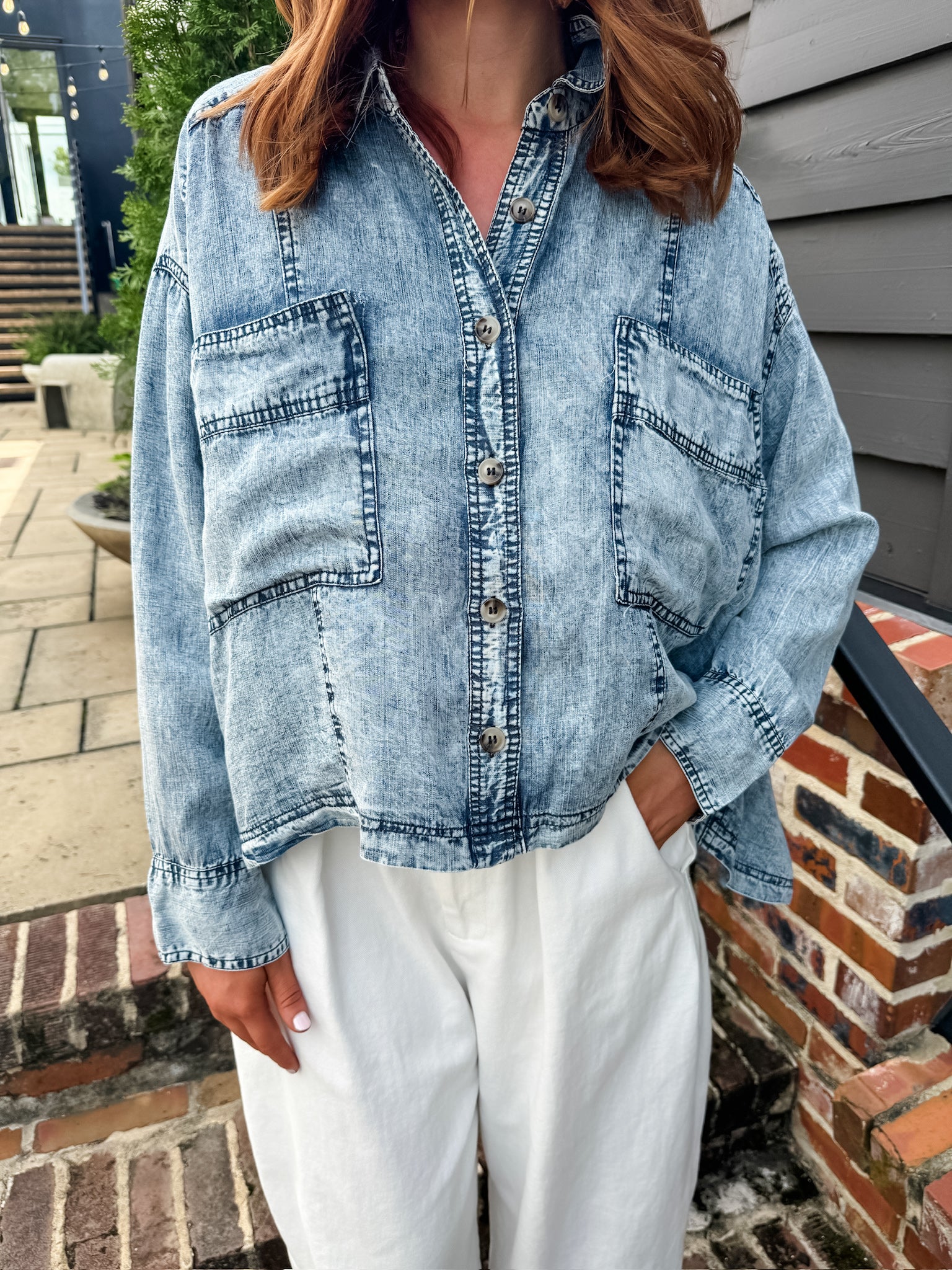 Lightweight Denim Swing Top