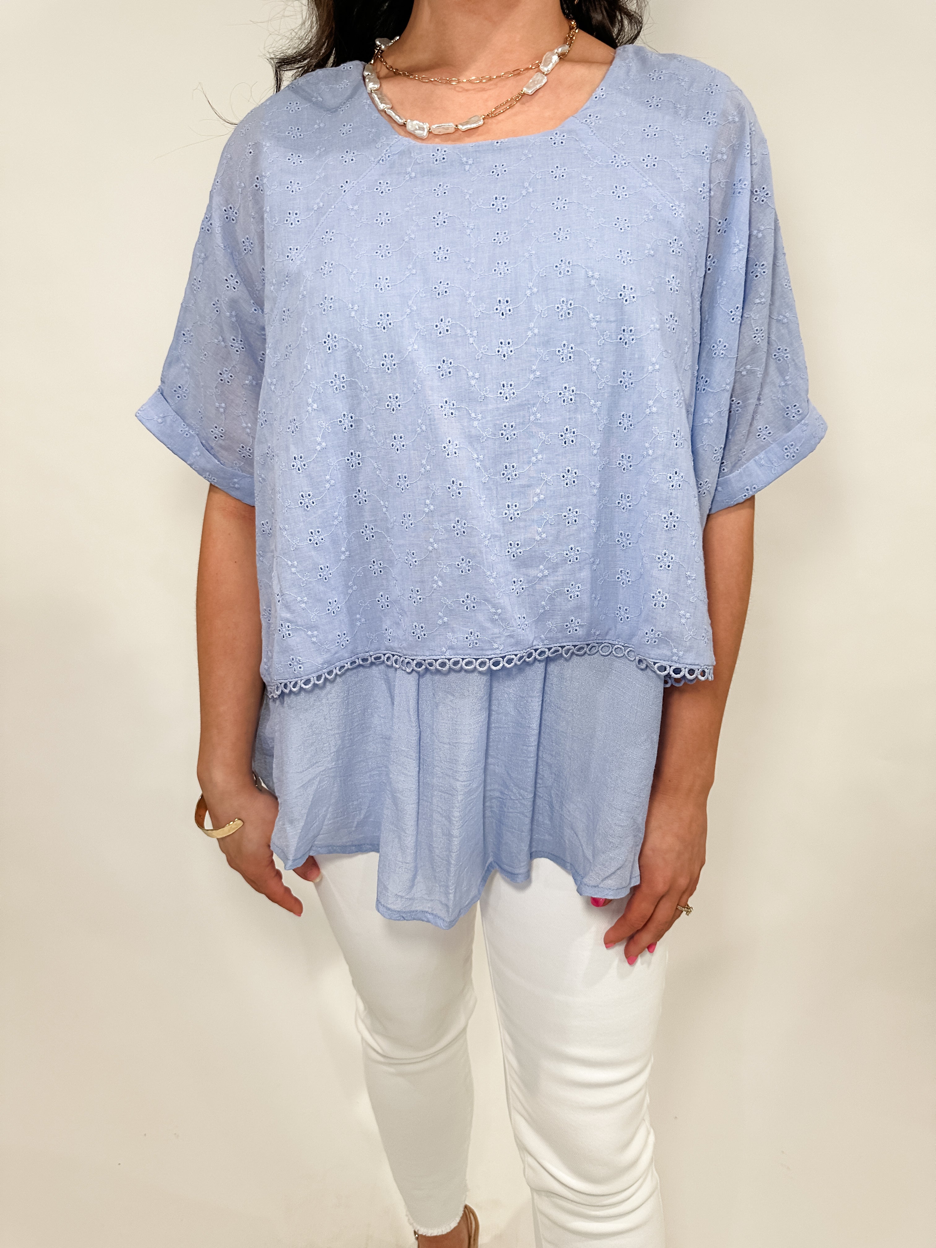 Two Layered Eyelet Top