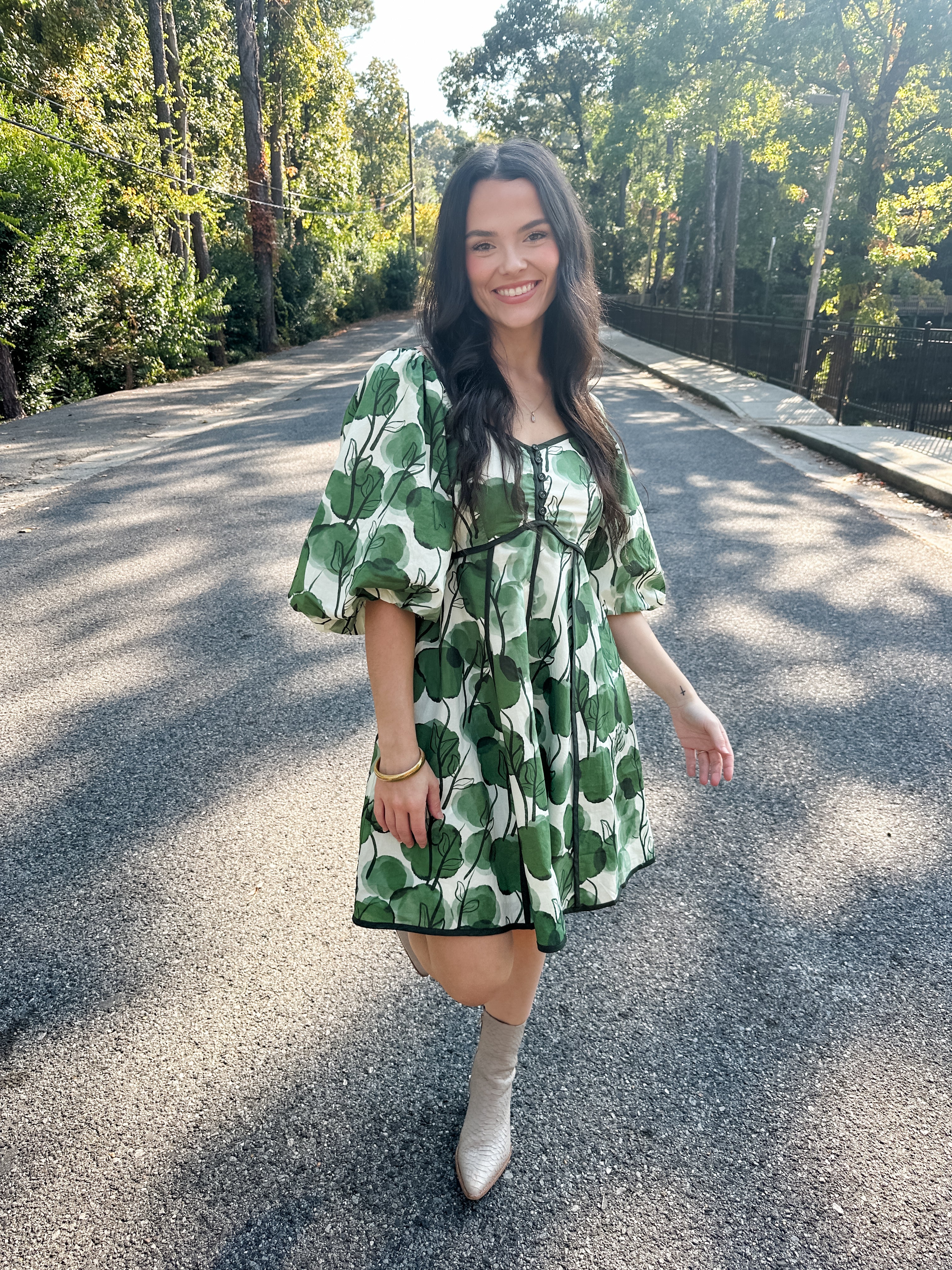 Watercolor Puff Sleeve Dress