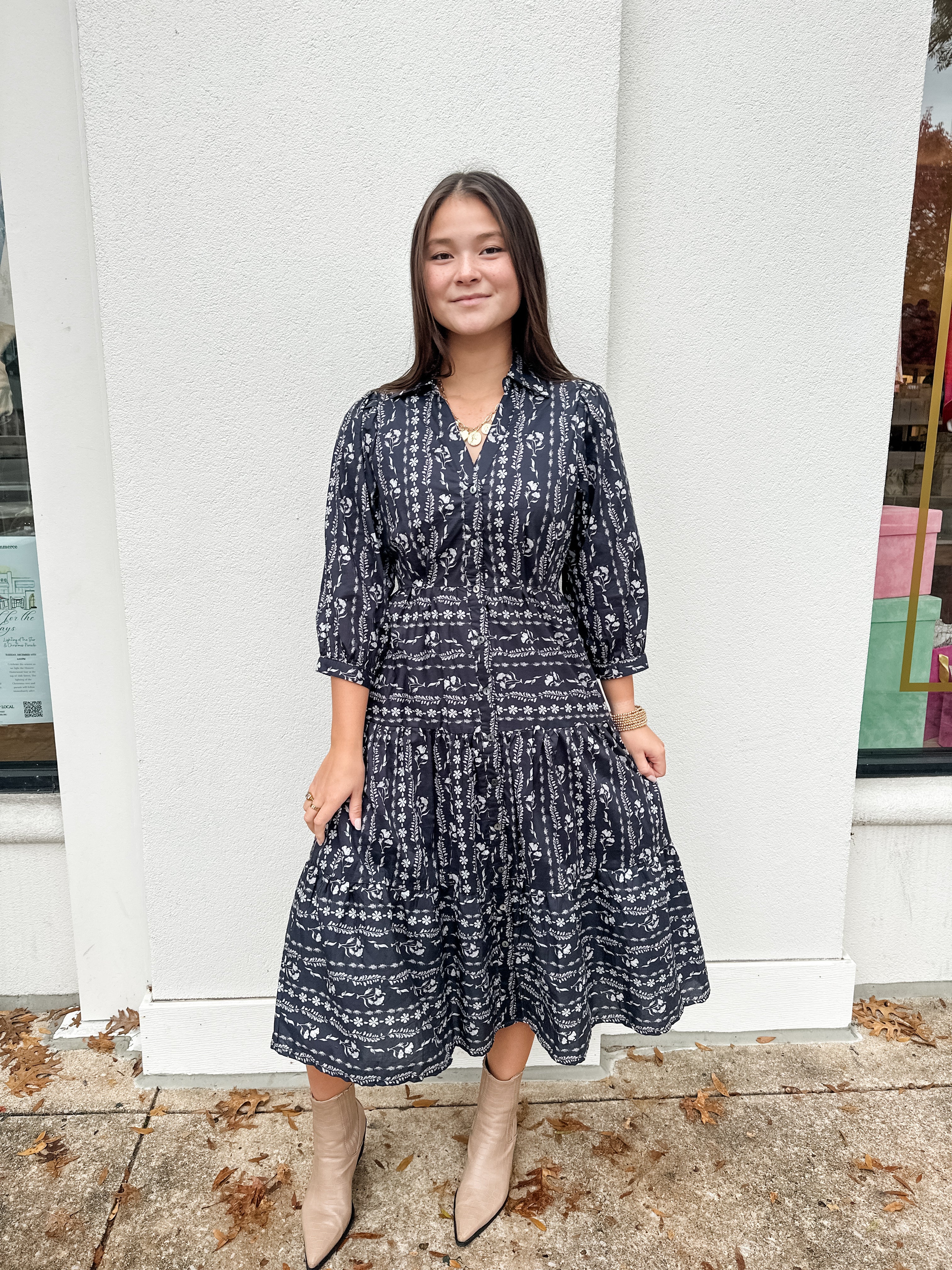 Fitted Floral Midi Dress