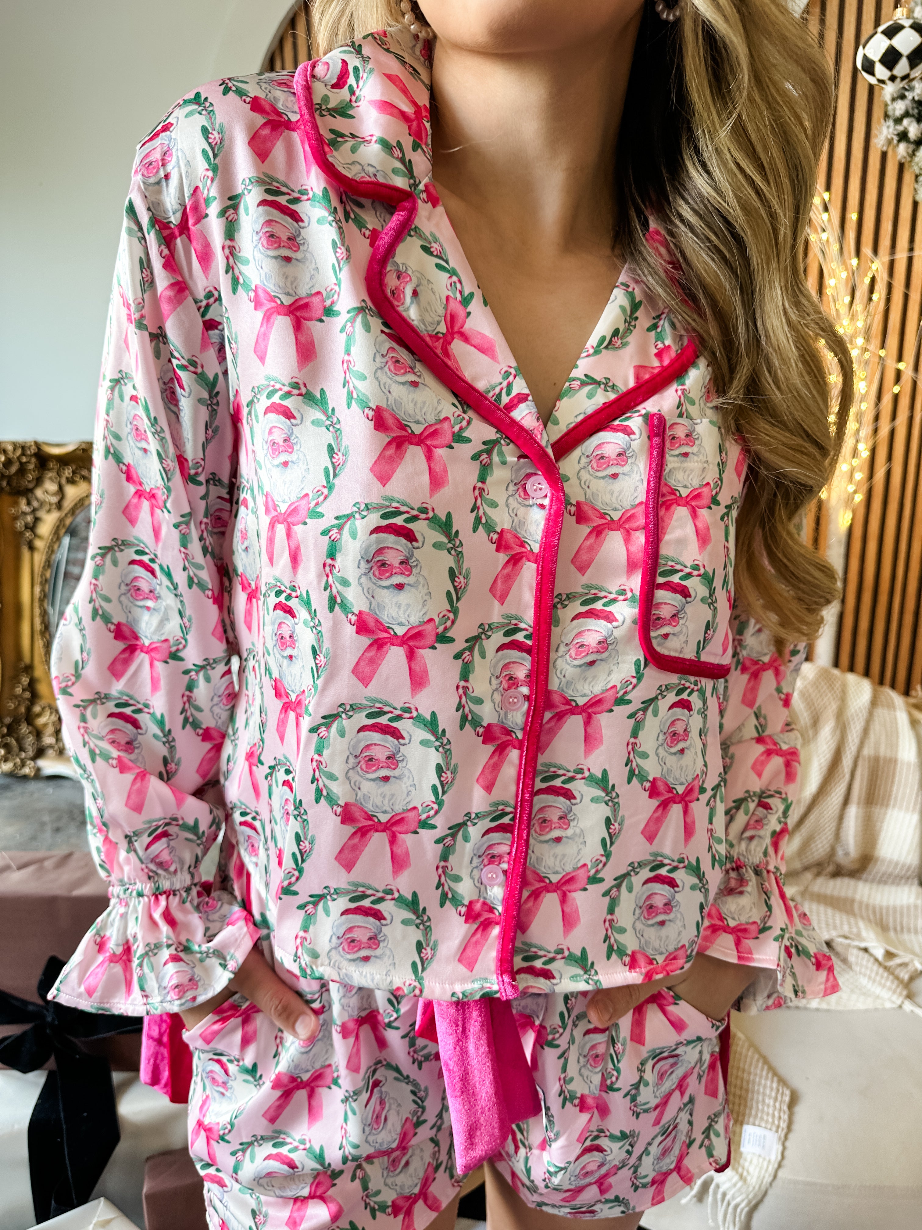 Santa Wreath Pajama Set