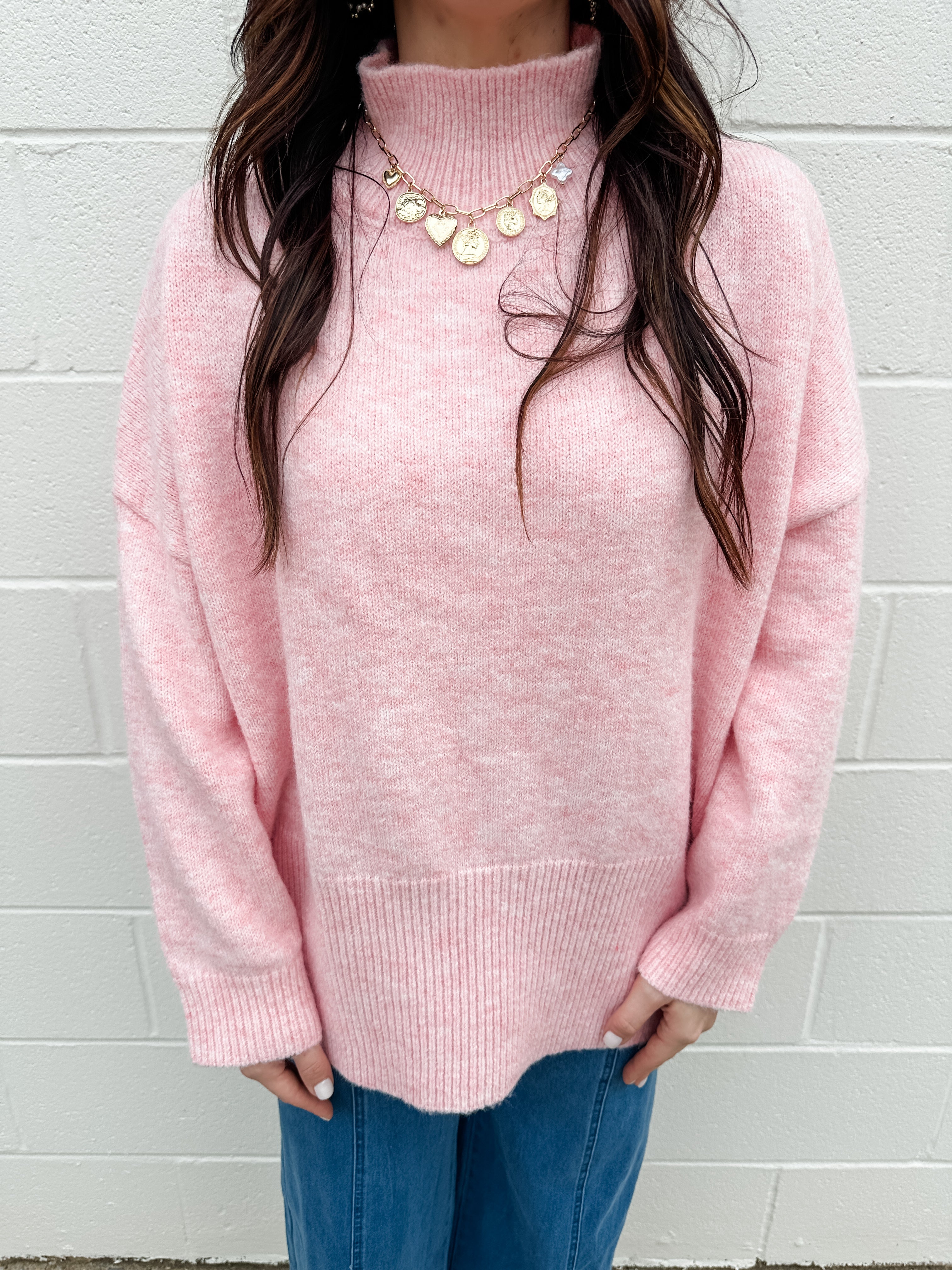 Mock Neck Tunic Sweater