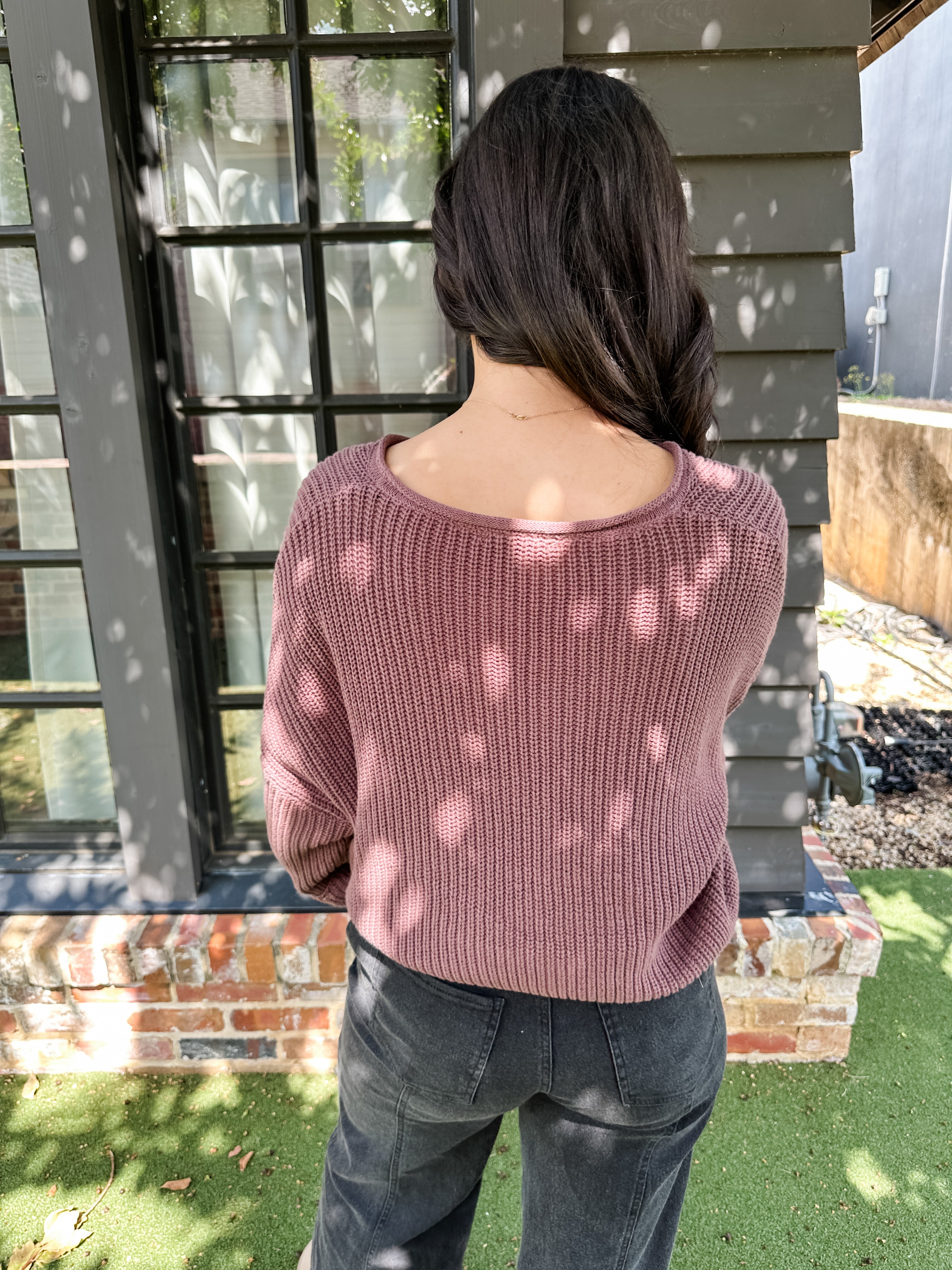 Patched V-neck Sweater