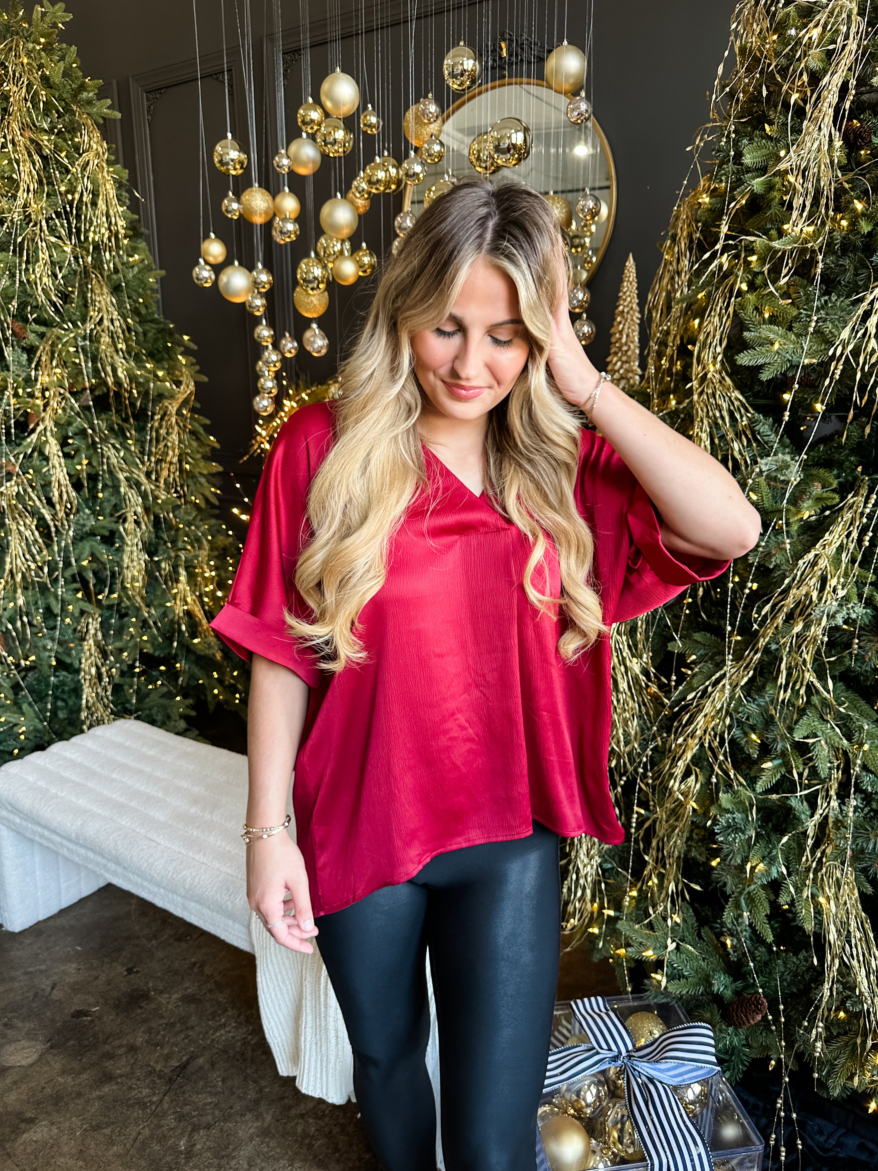 Textured V-Neck Top