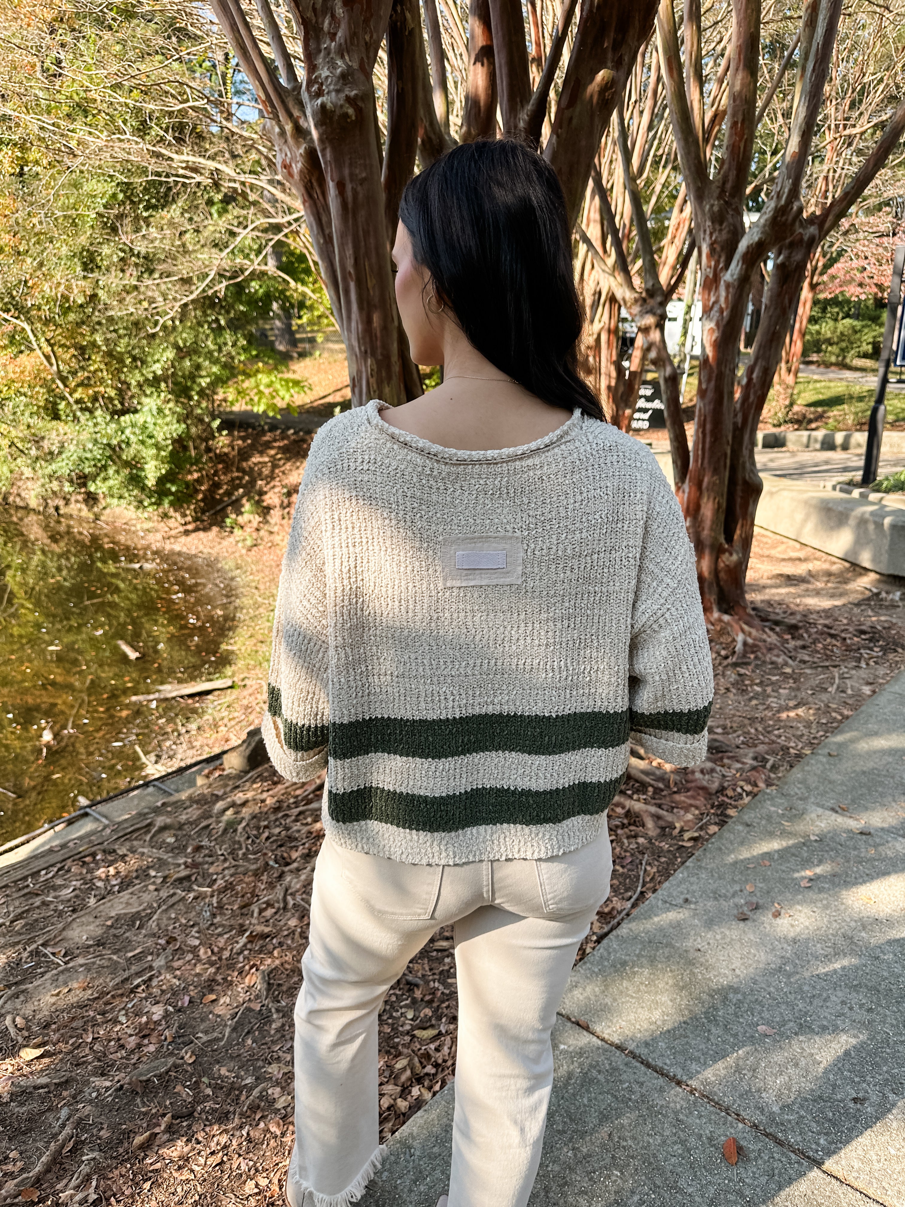 Double Stripe V-Neck Sweater