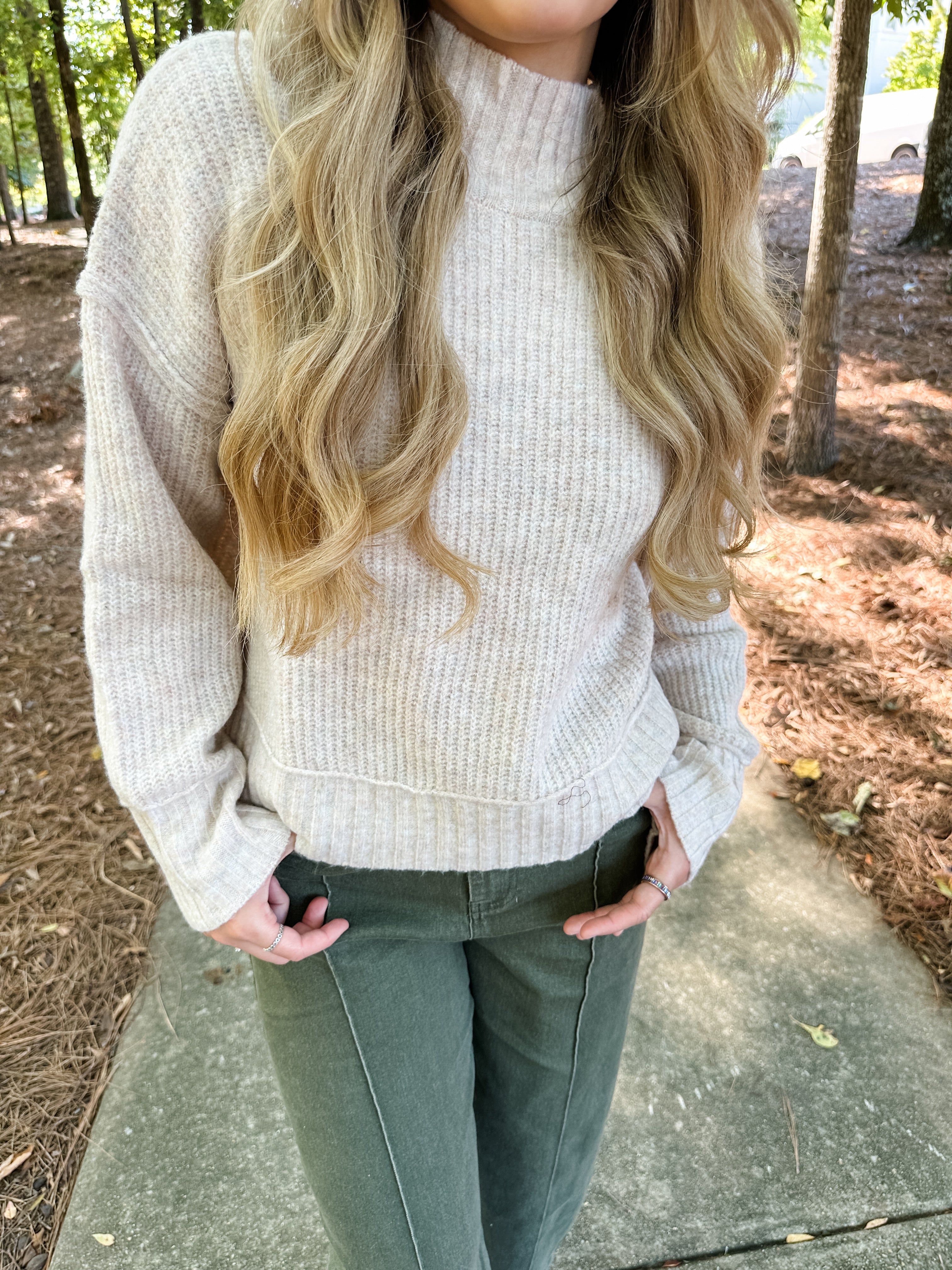 Cropped Mock Neck Sweater