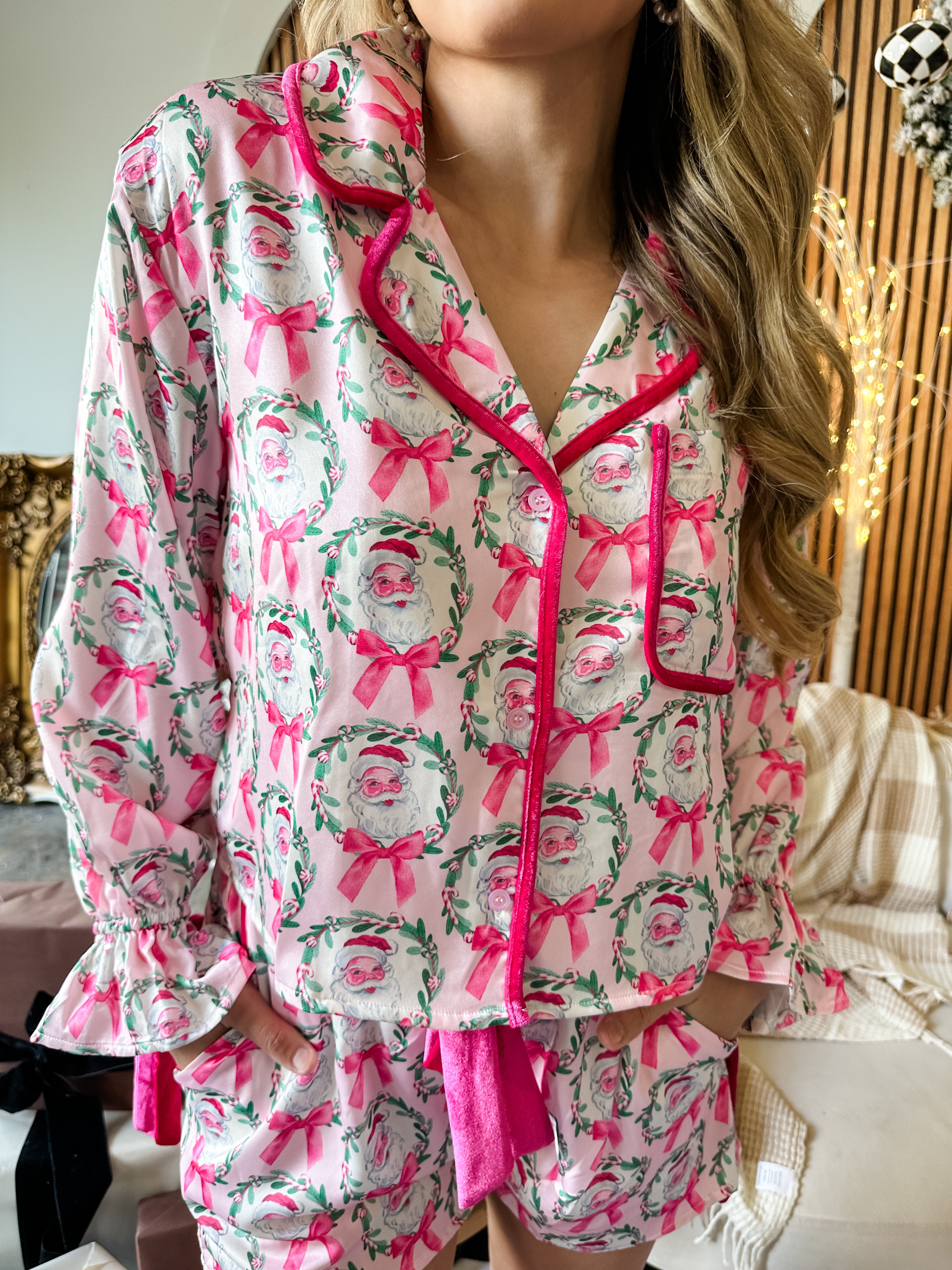 Santa Wreath Pajama Set