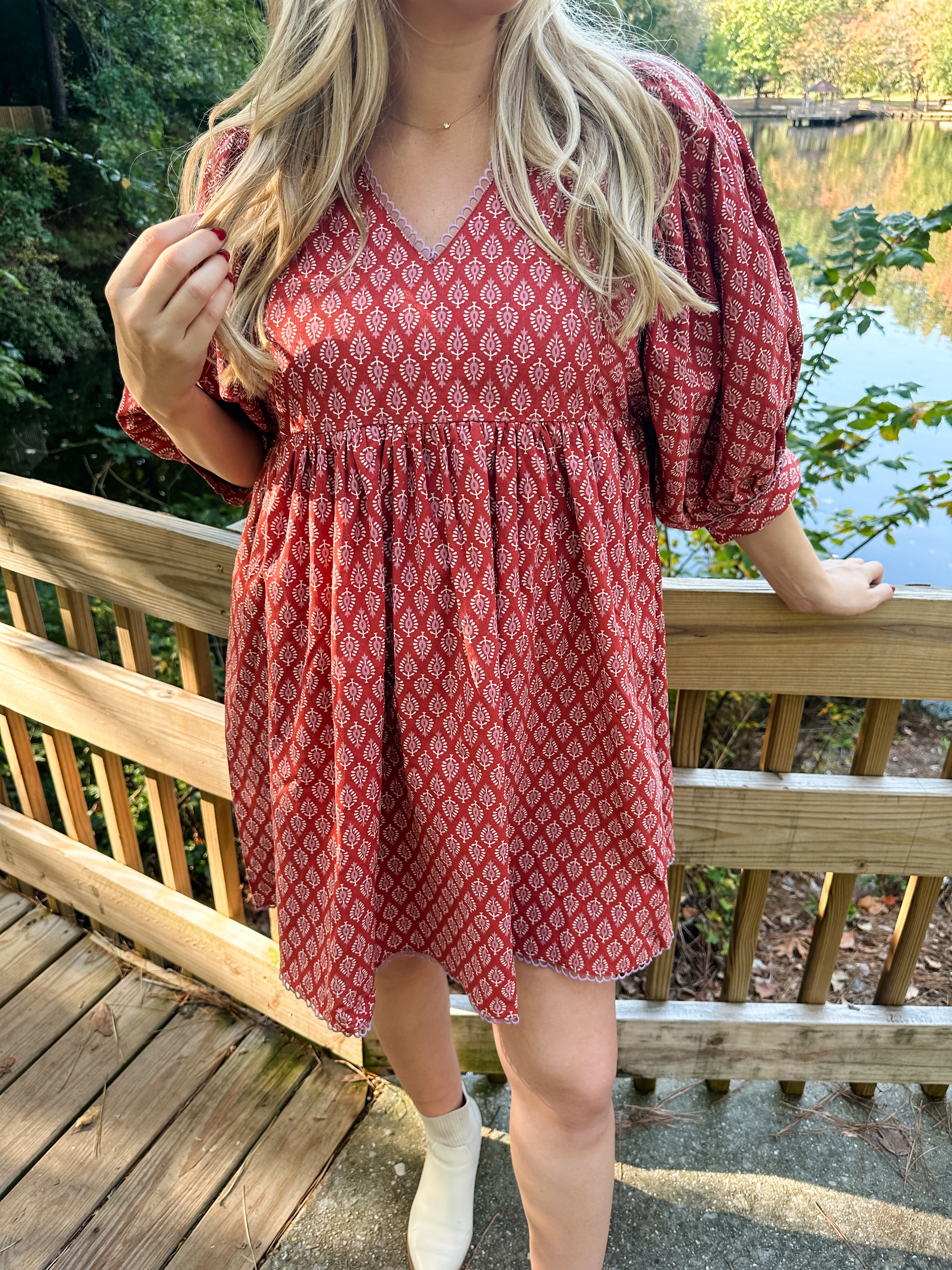 Boho Printed Babydoll Dress