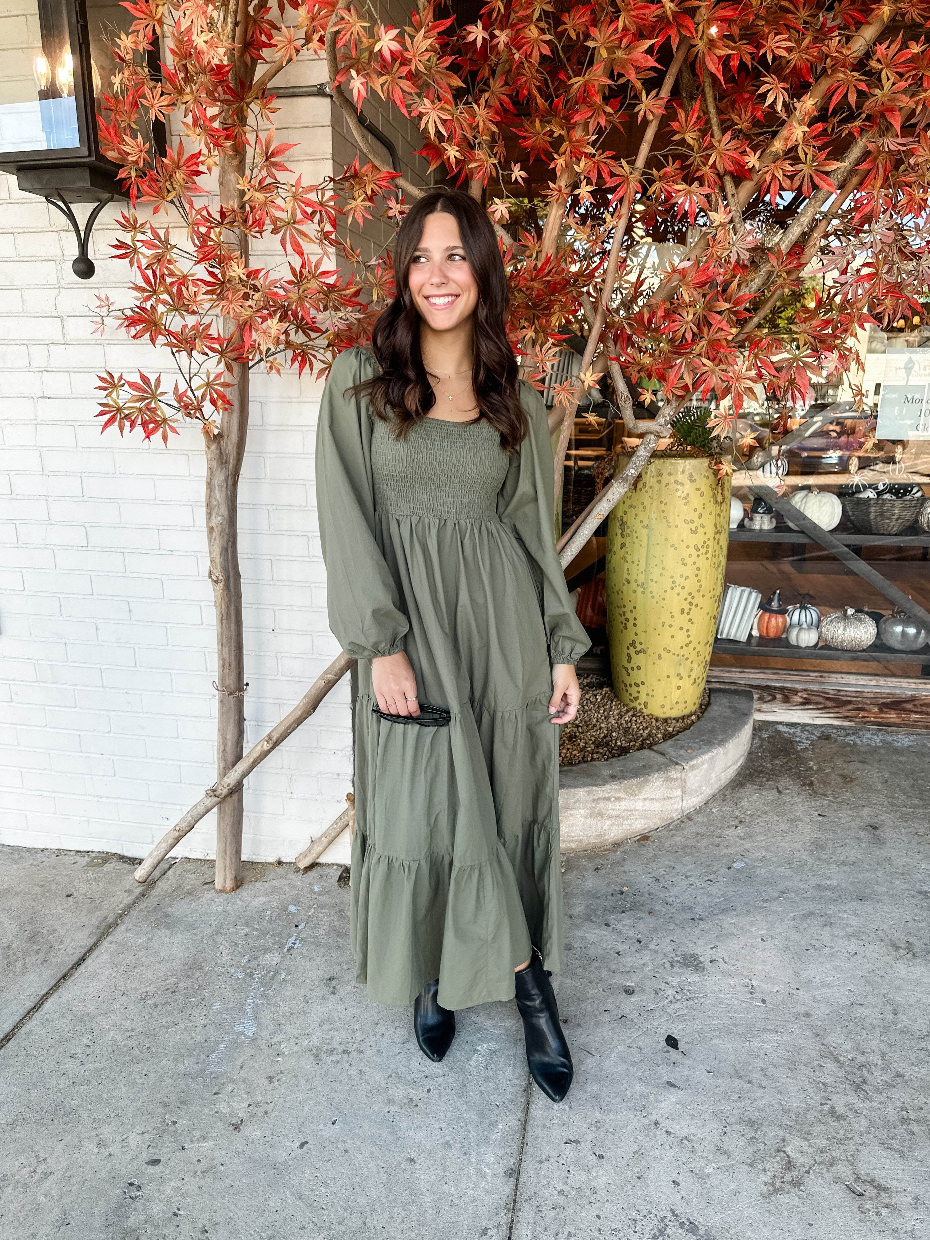 Long Sleeve Tiered Midi Dress