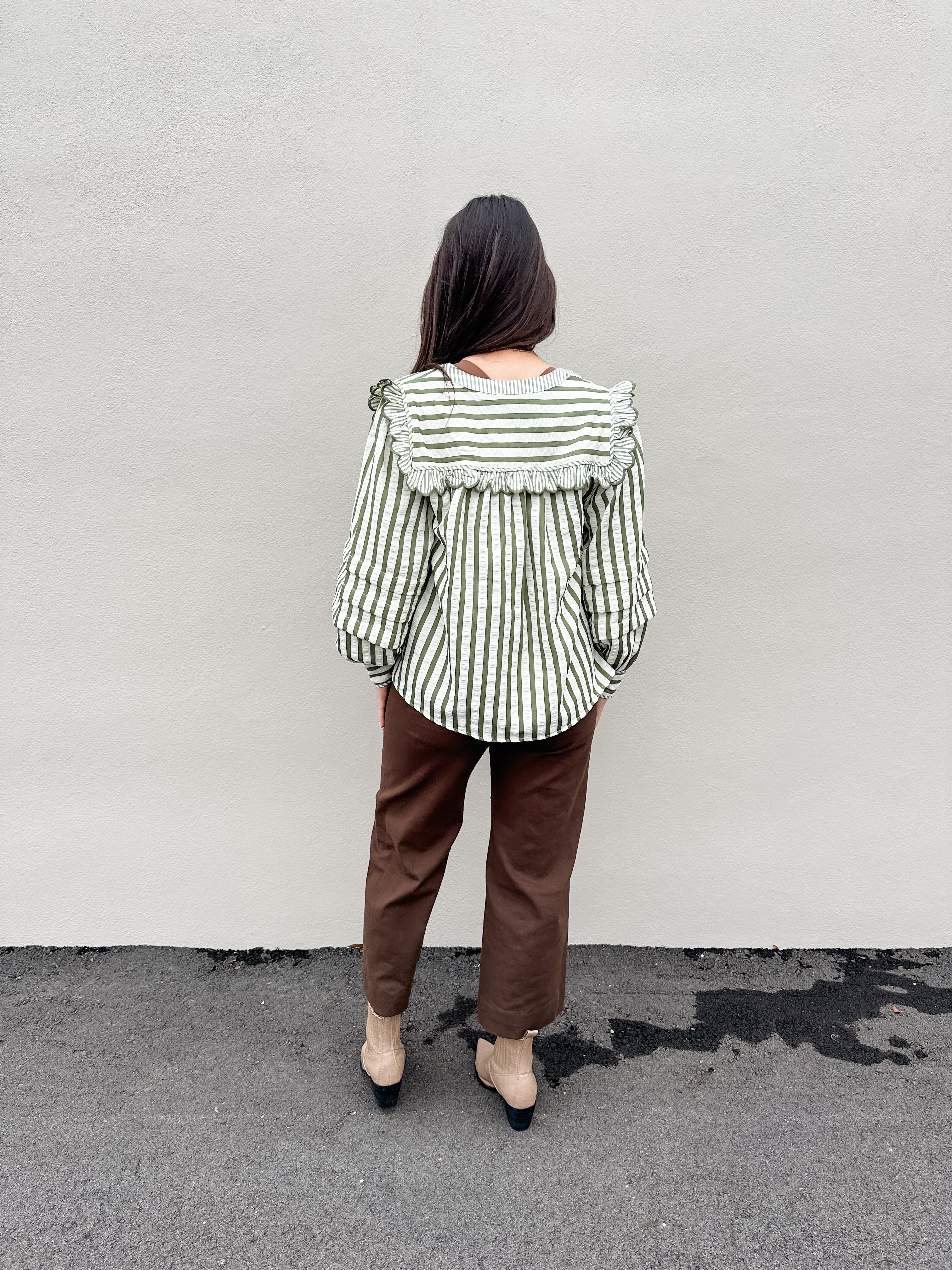 Striped Bib Collar Top