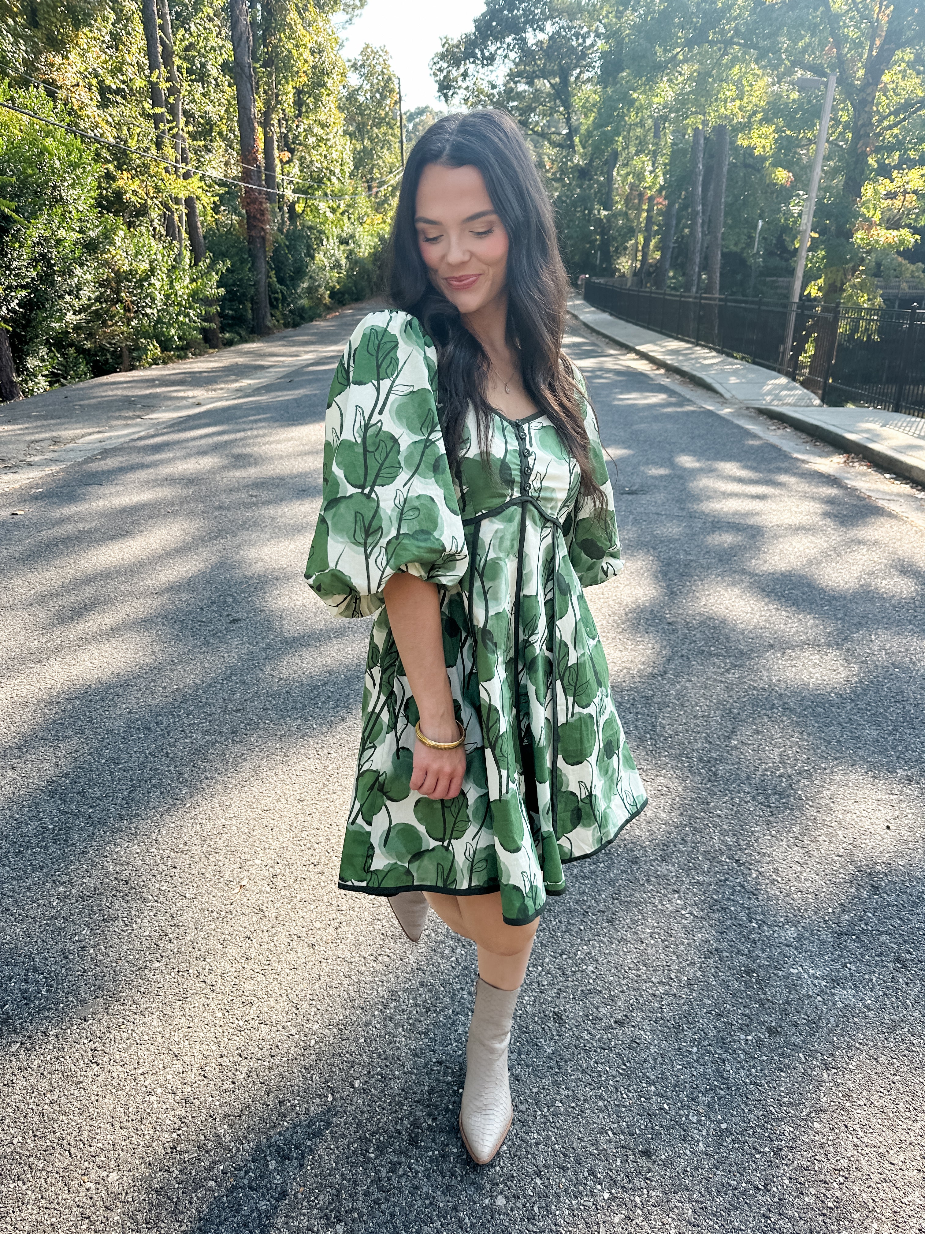 Watercolor Puff Sleeve Dress