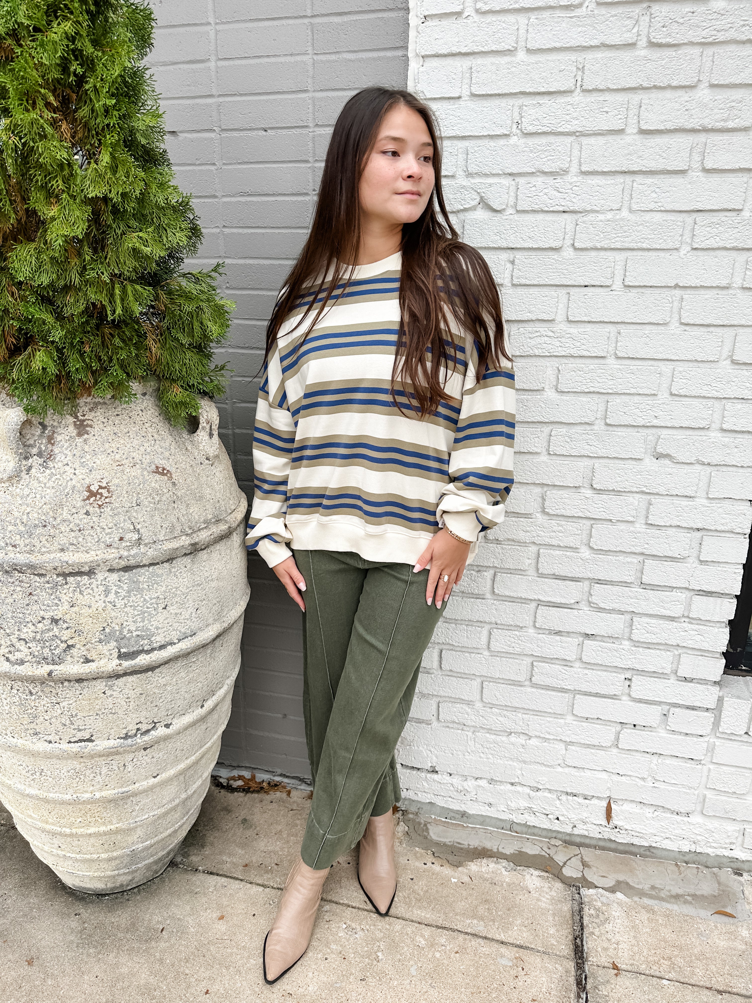 Oversized Stripe Sweatshirt