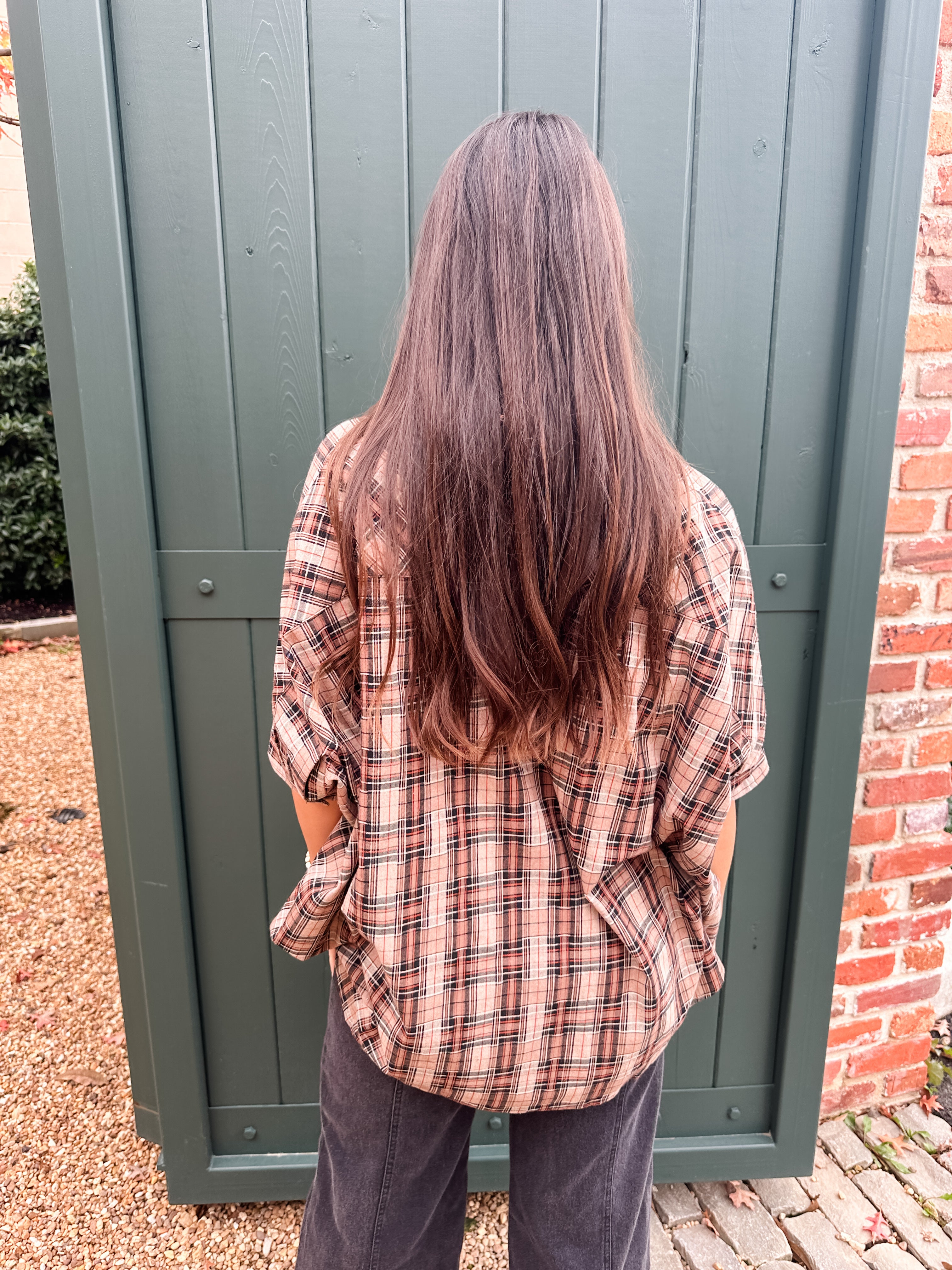 Plaid Button Front Tunic Top