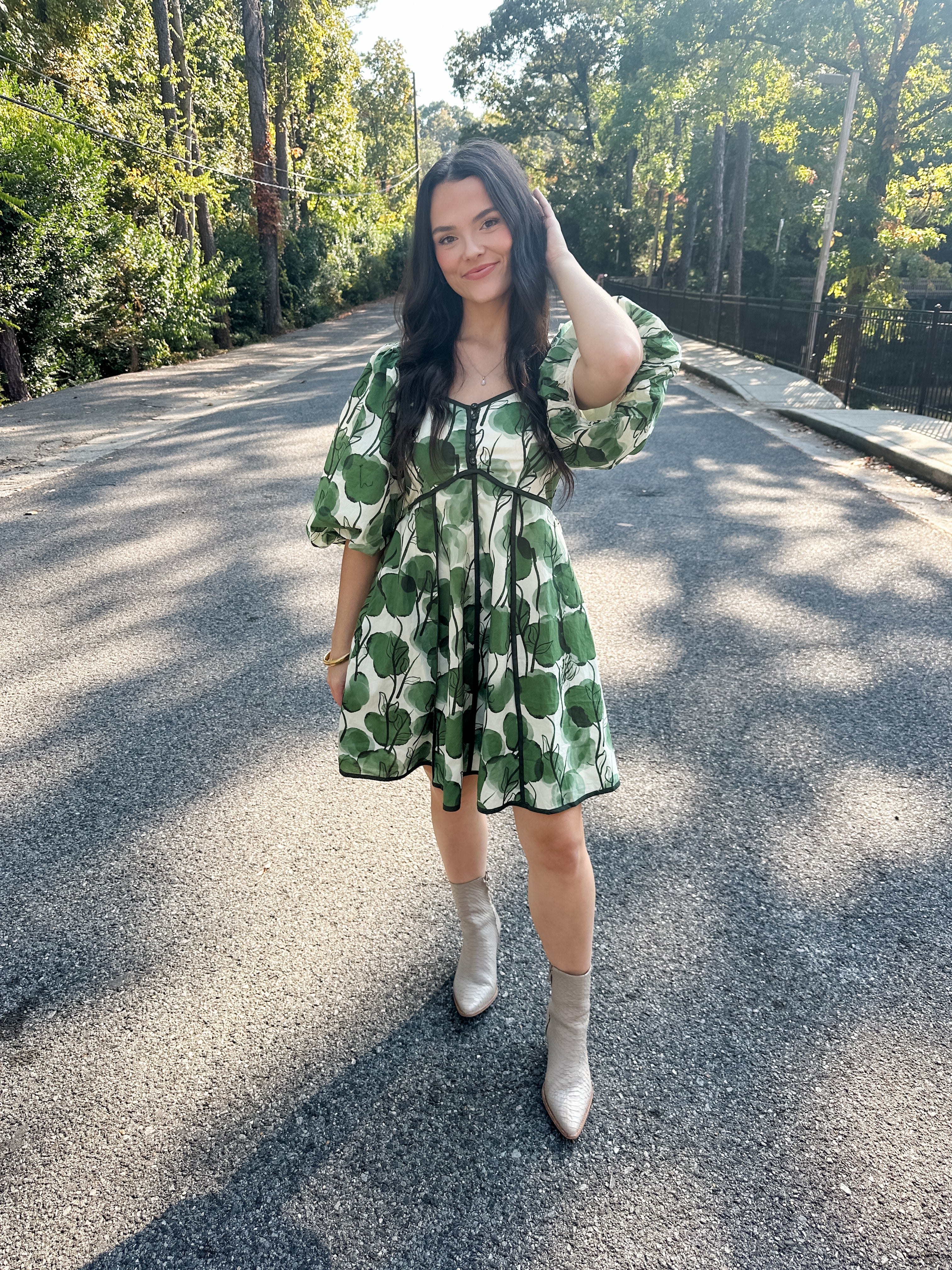 Watercolor Puff Sleeve Dress