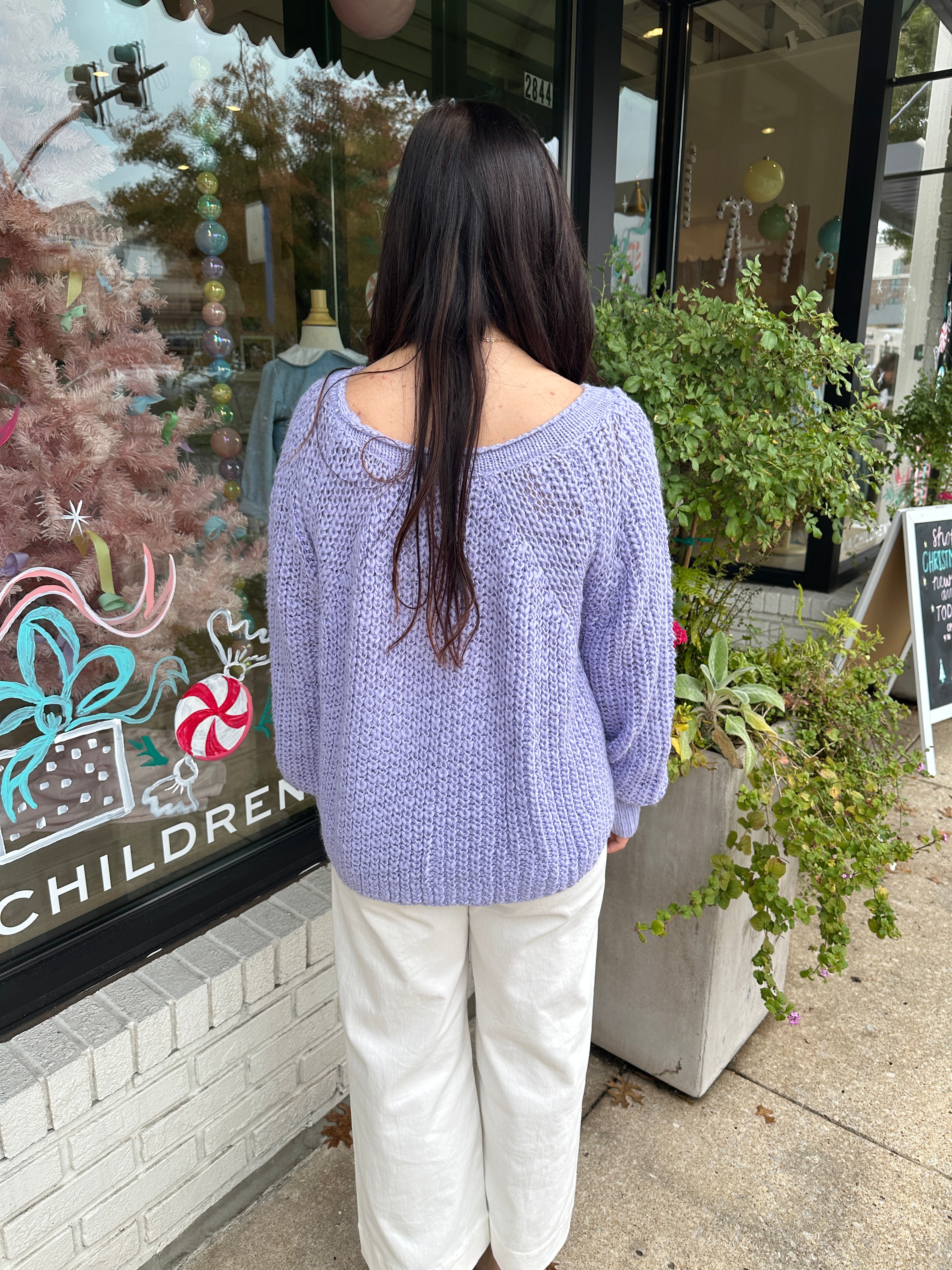 Open Weave Scoop Neck Sweater