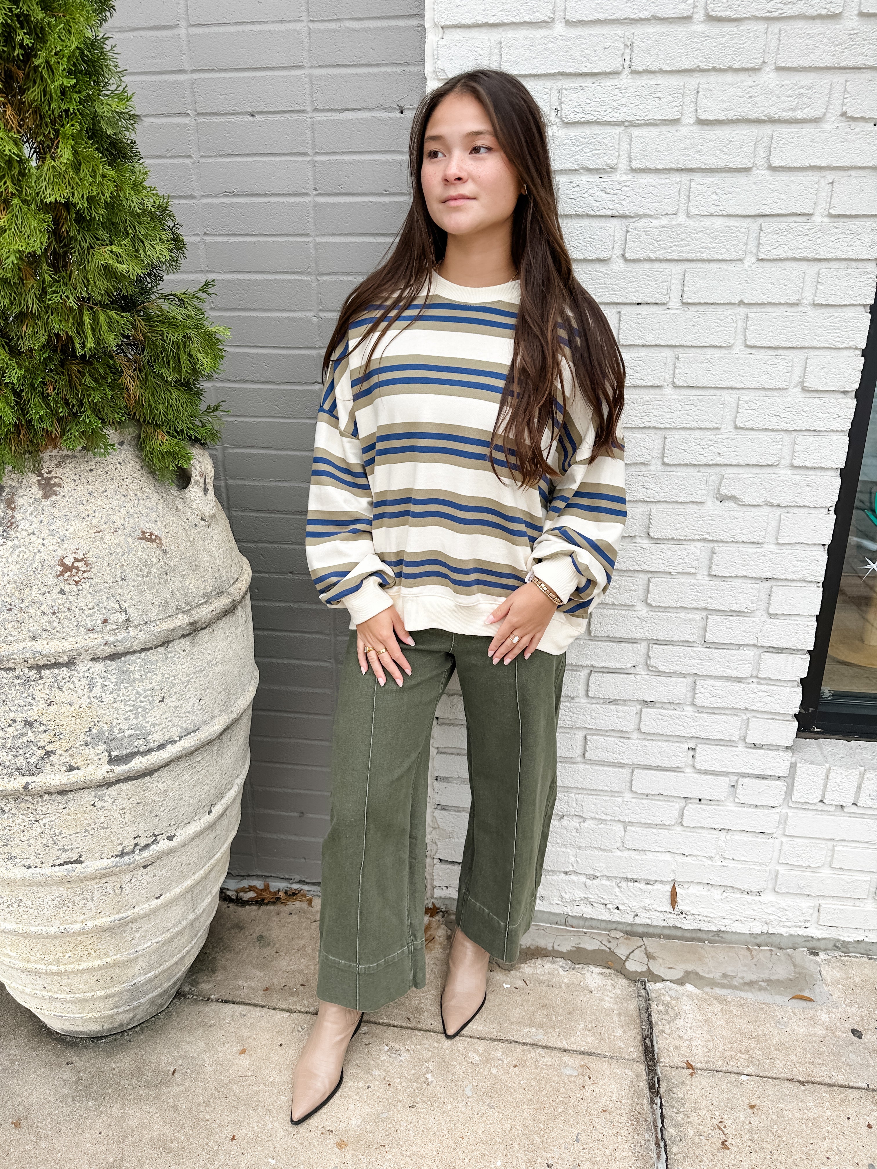 Oversized Stripe Sweatshirt