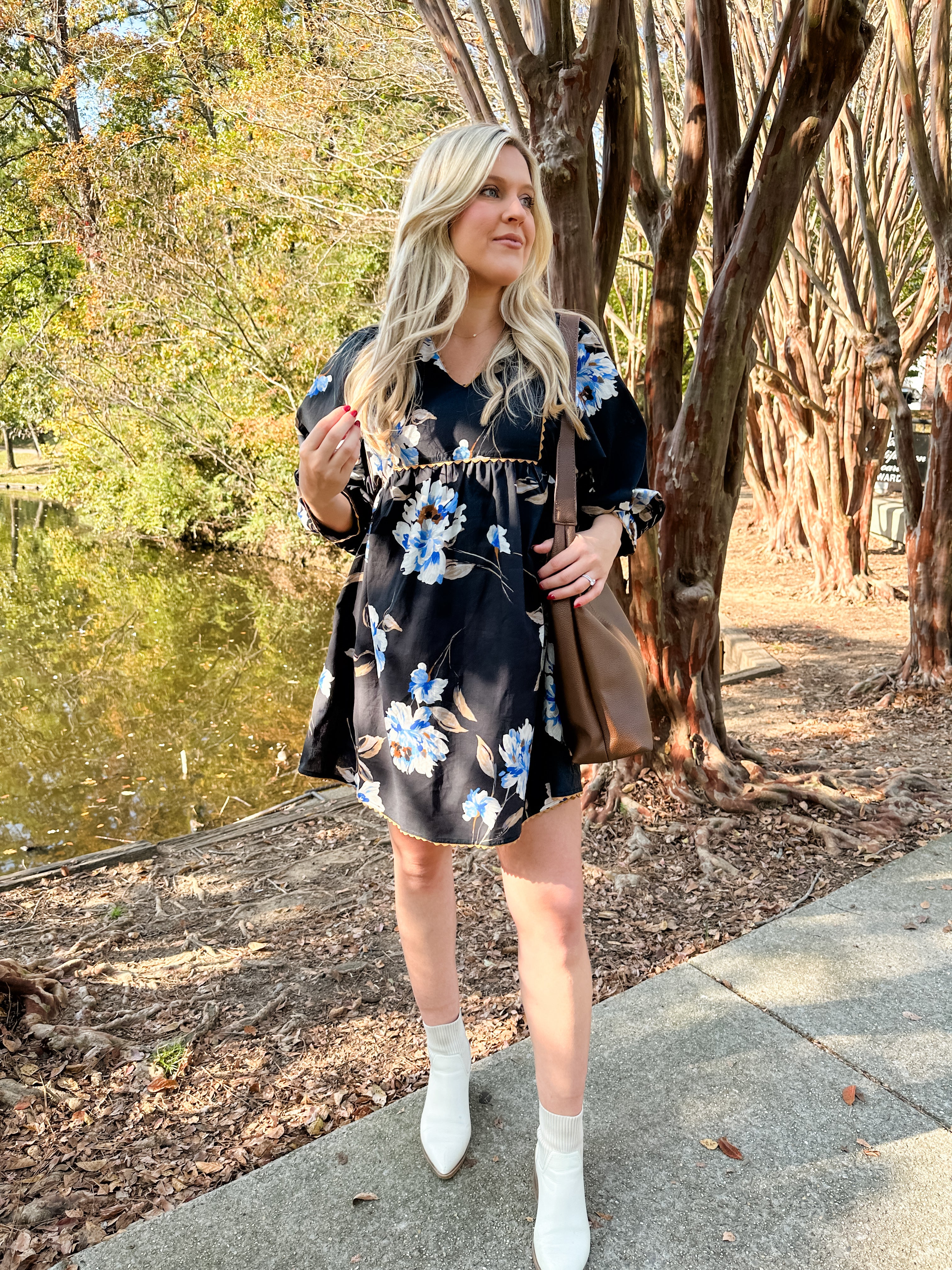 Floral Scallop Trim Dress