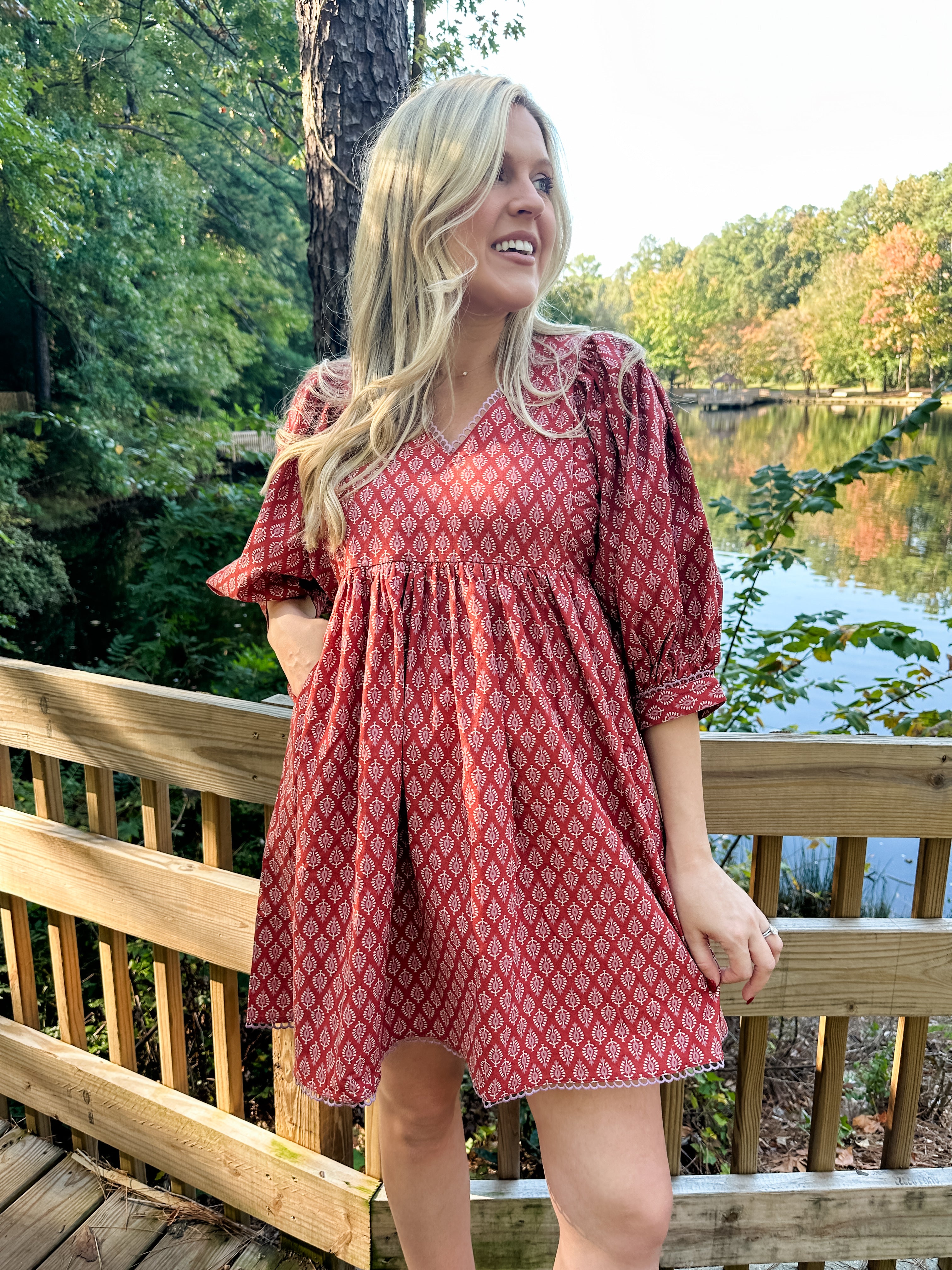 Boho Printed Babydoll Dress