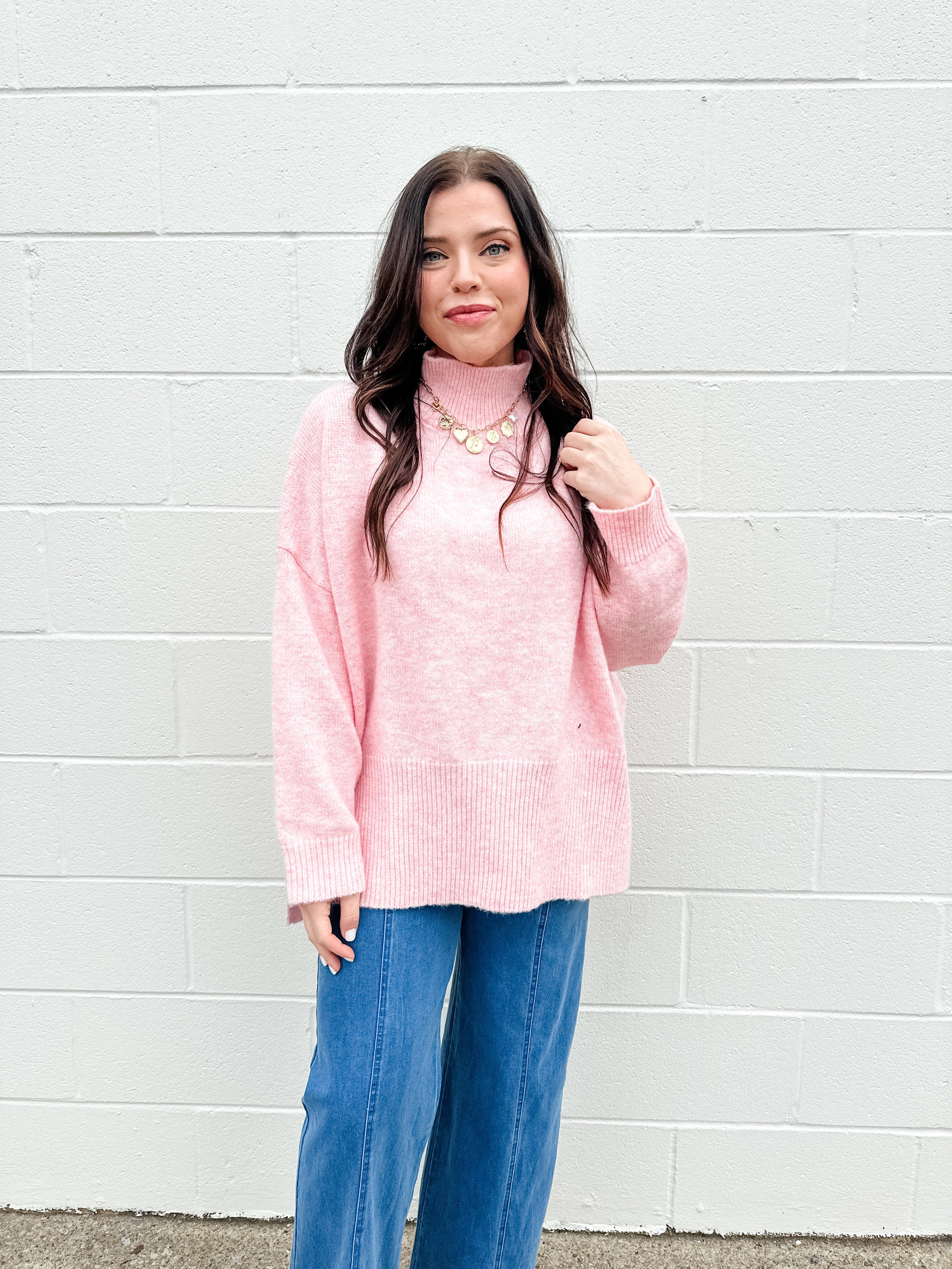 Mock Neck Tunic Sweater