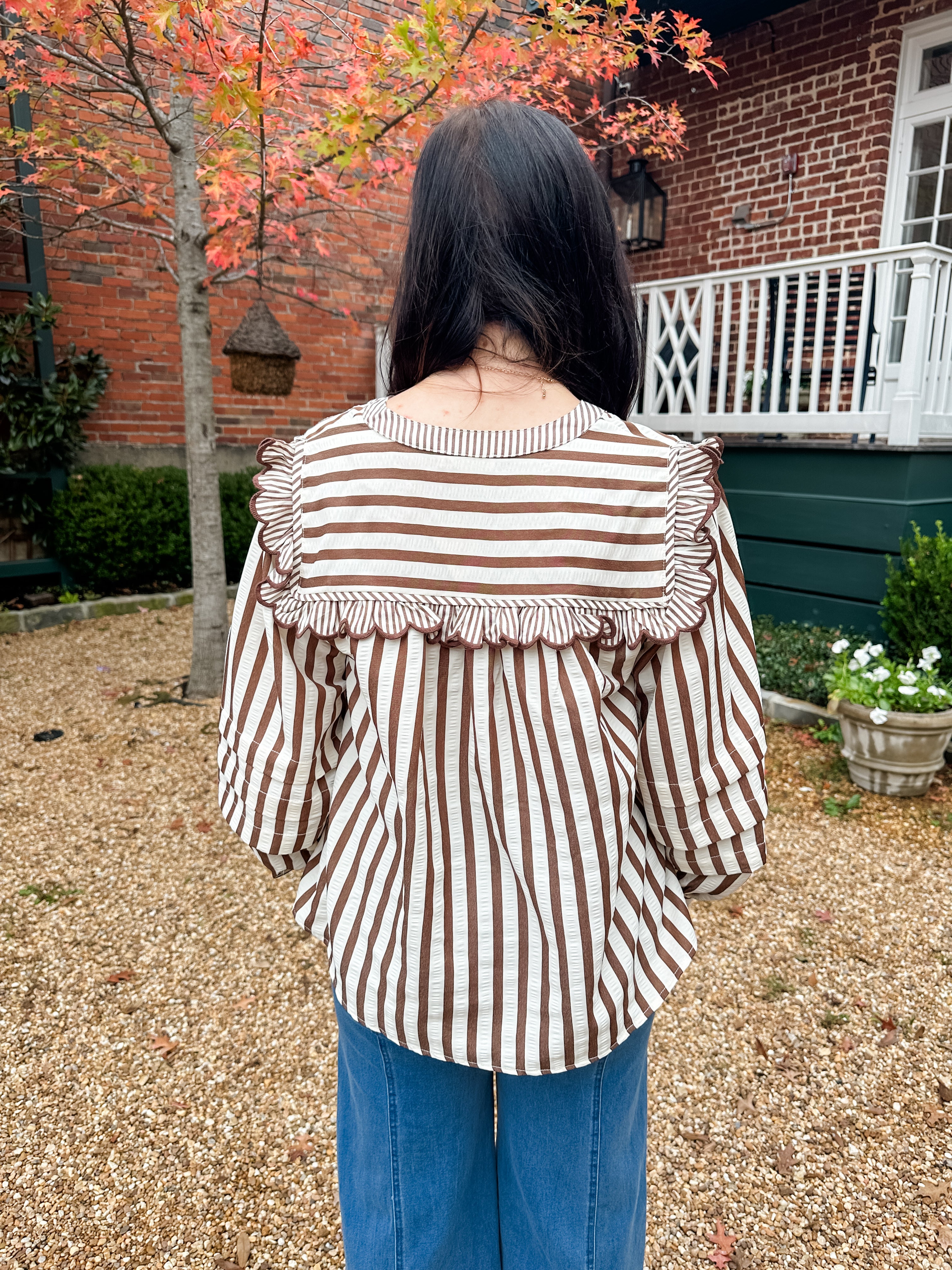 Striped Bib Collar Top