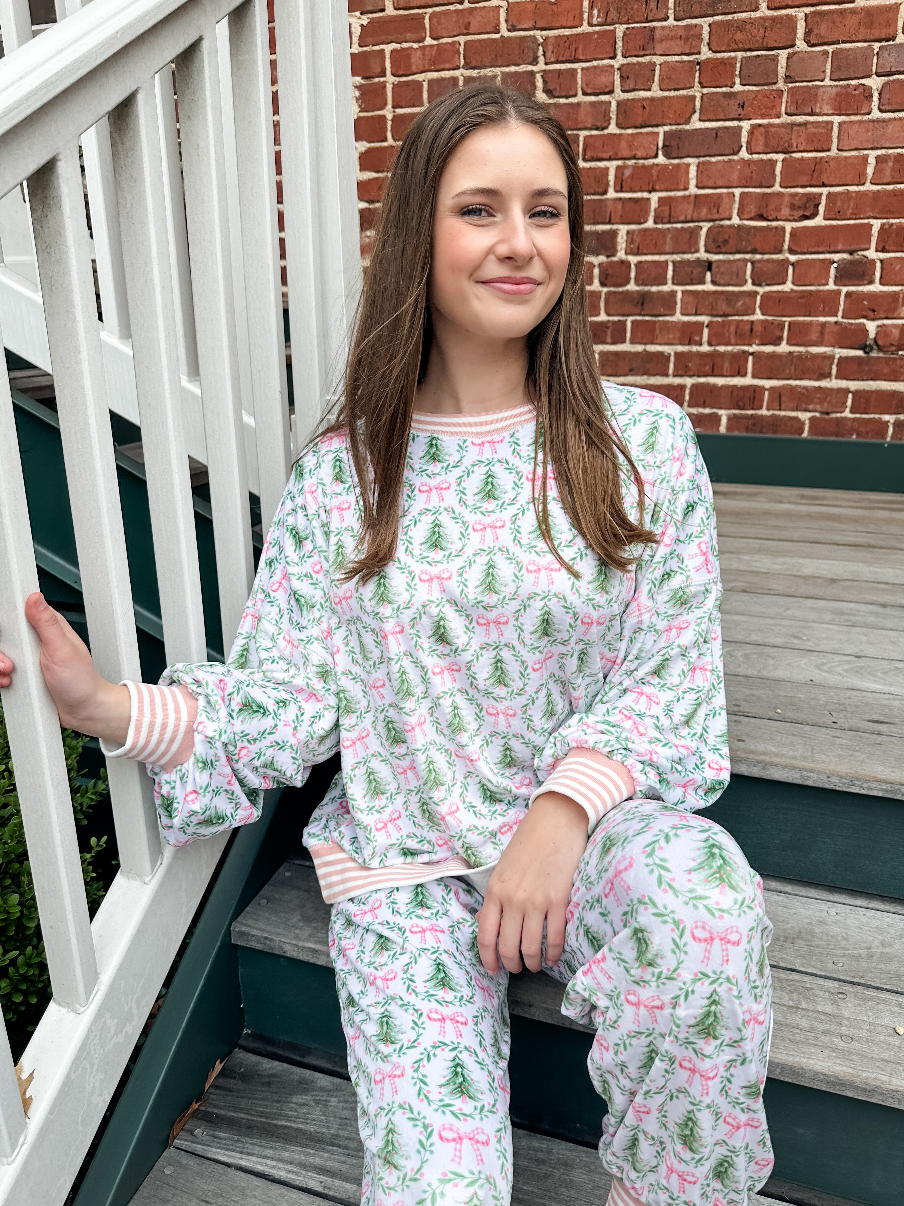 Knit Christmas Wreath Pajama Sweatshirt