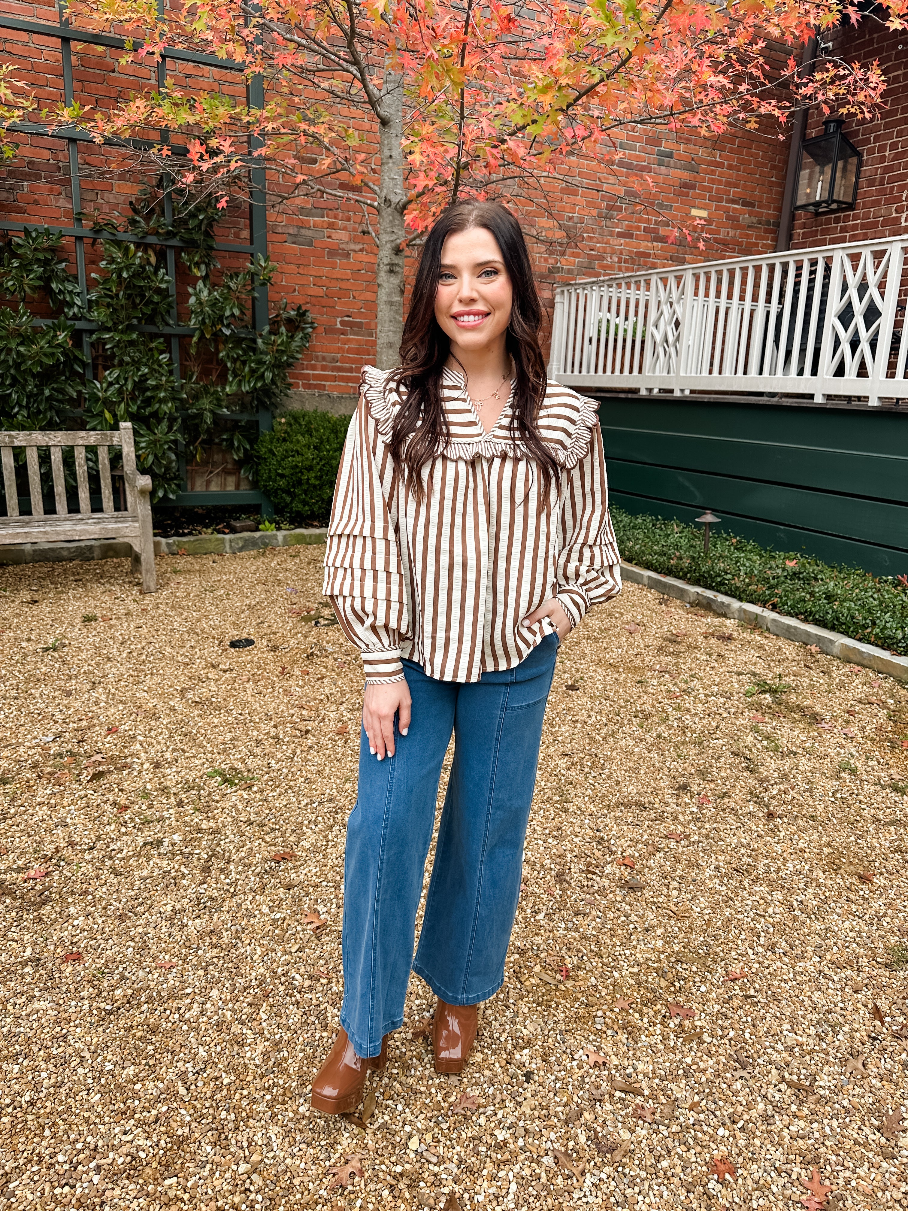 Striped Bib Collar Top