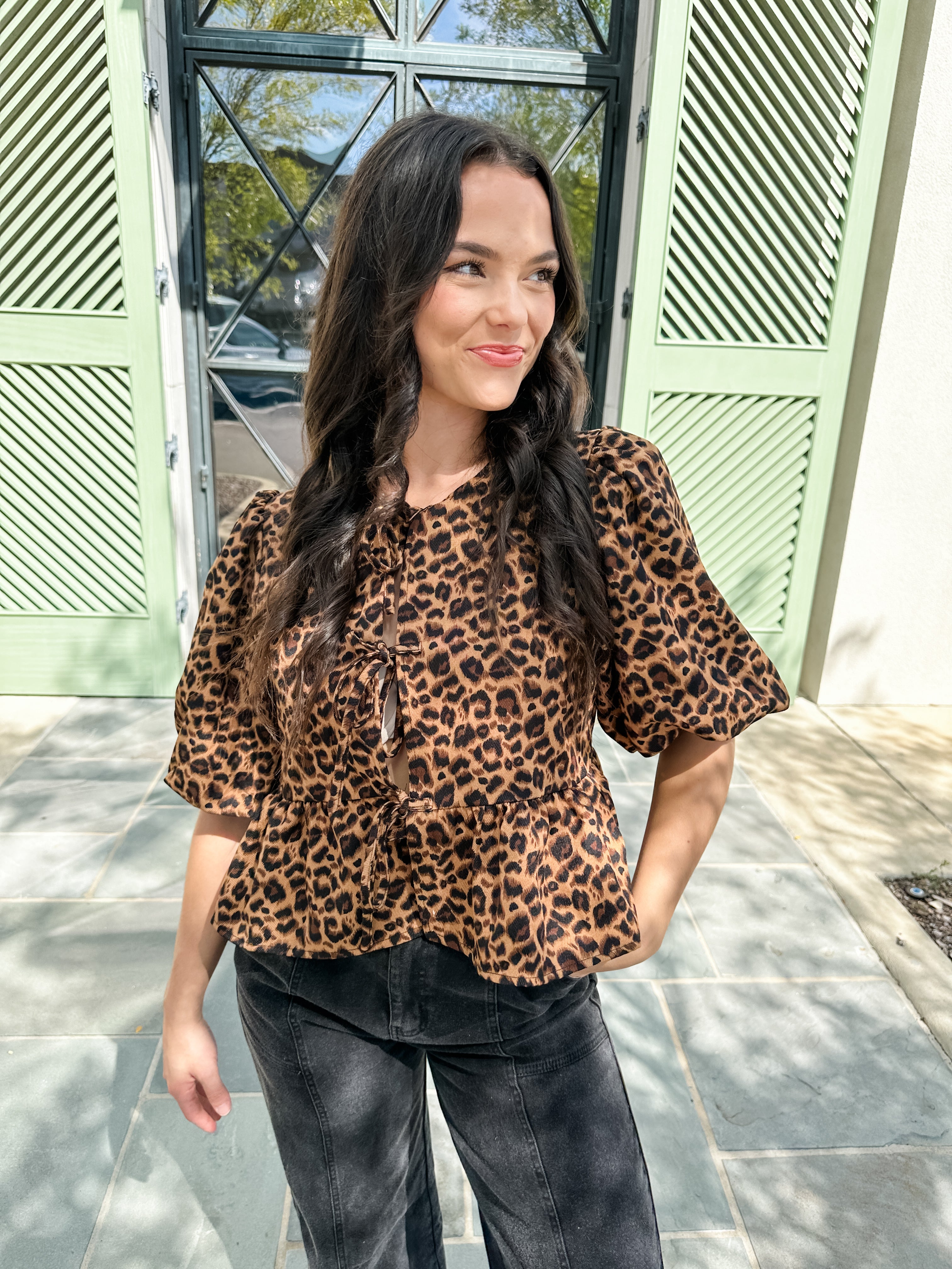 Tie Front Leopard Top