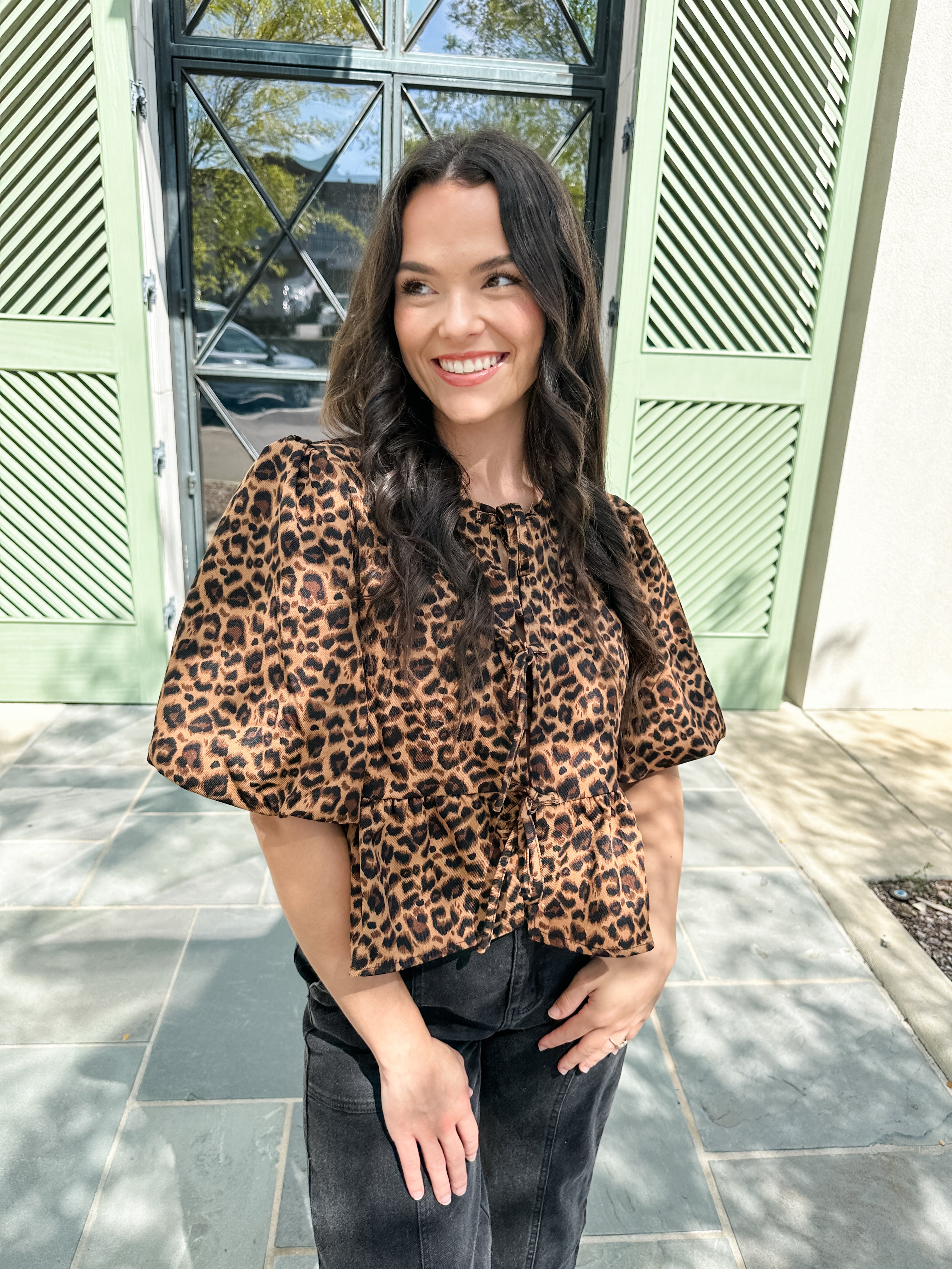 Tie Front Leopard Top