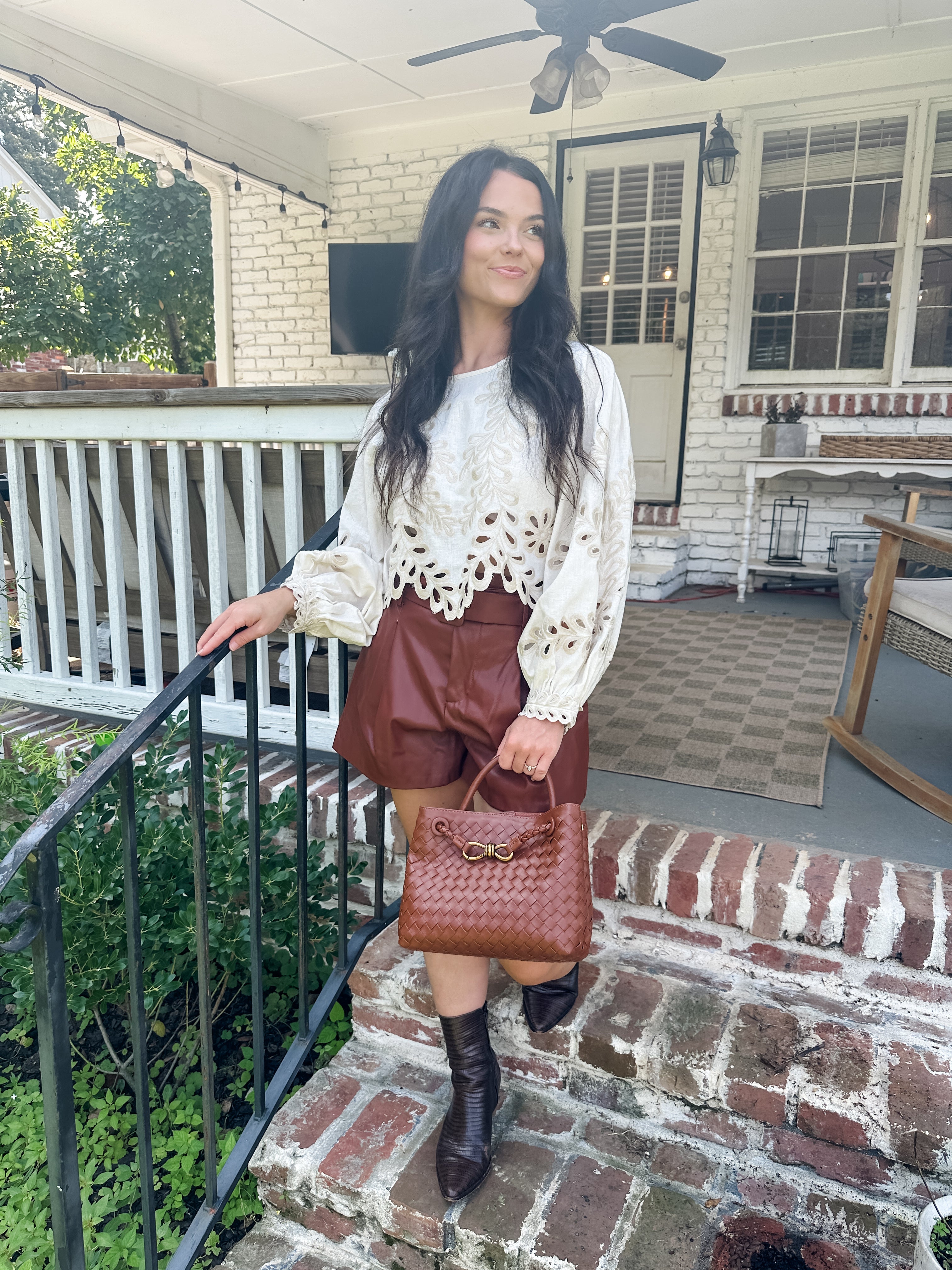 Embroidered Eyelet Top