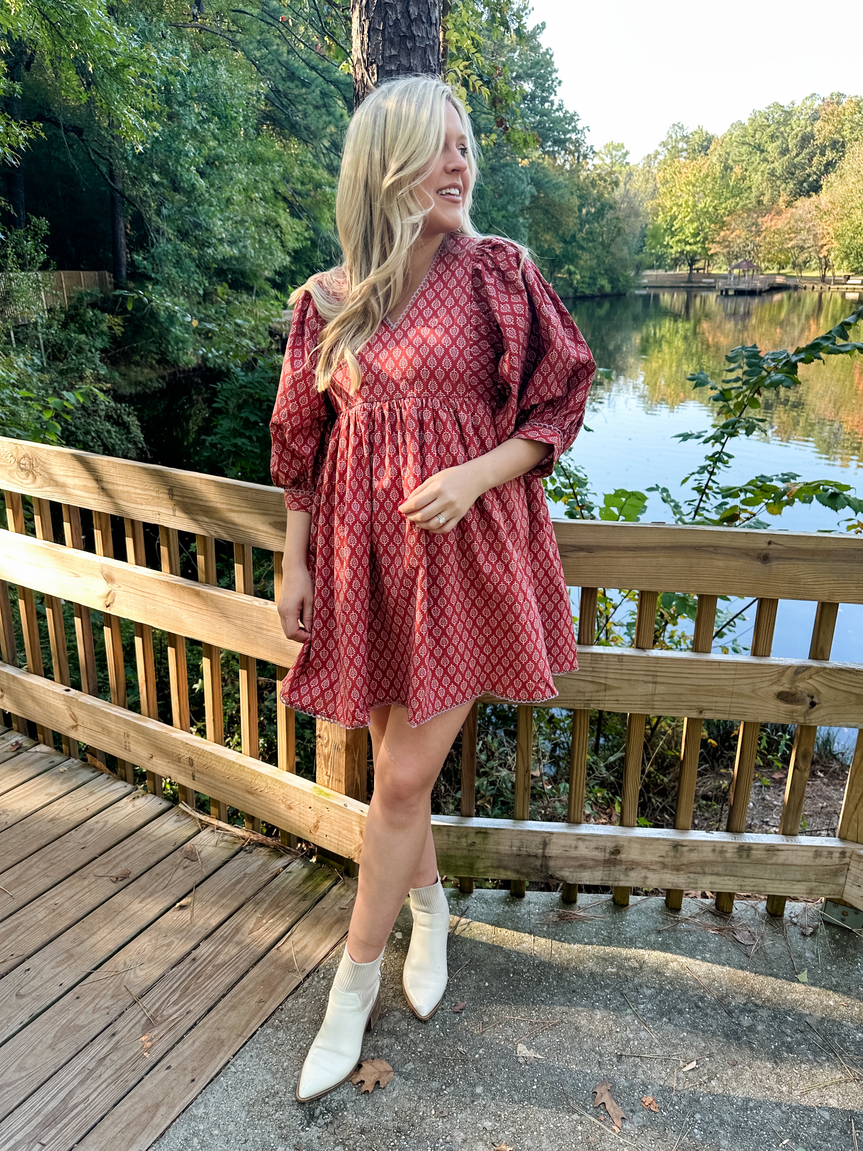 Boho Printed Babydoll Dress