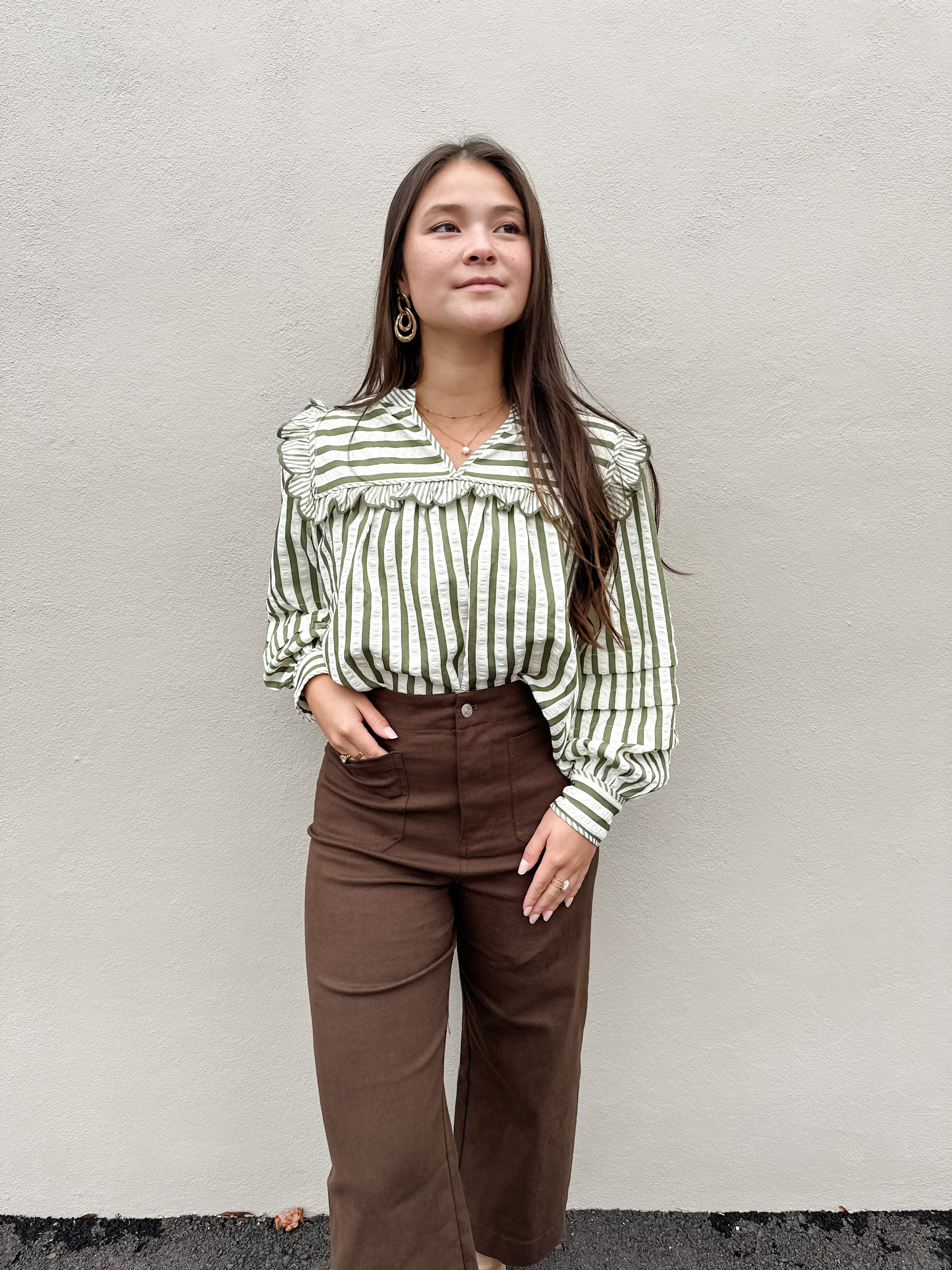 Striped Bib Collar Top