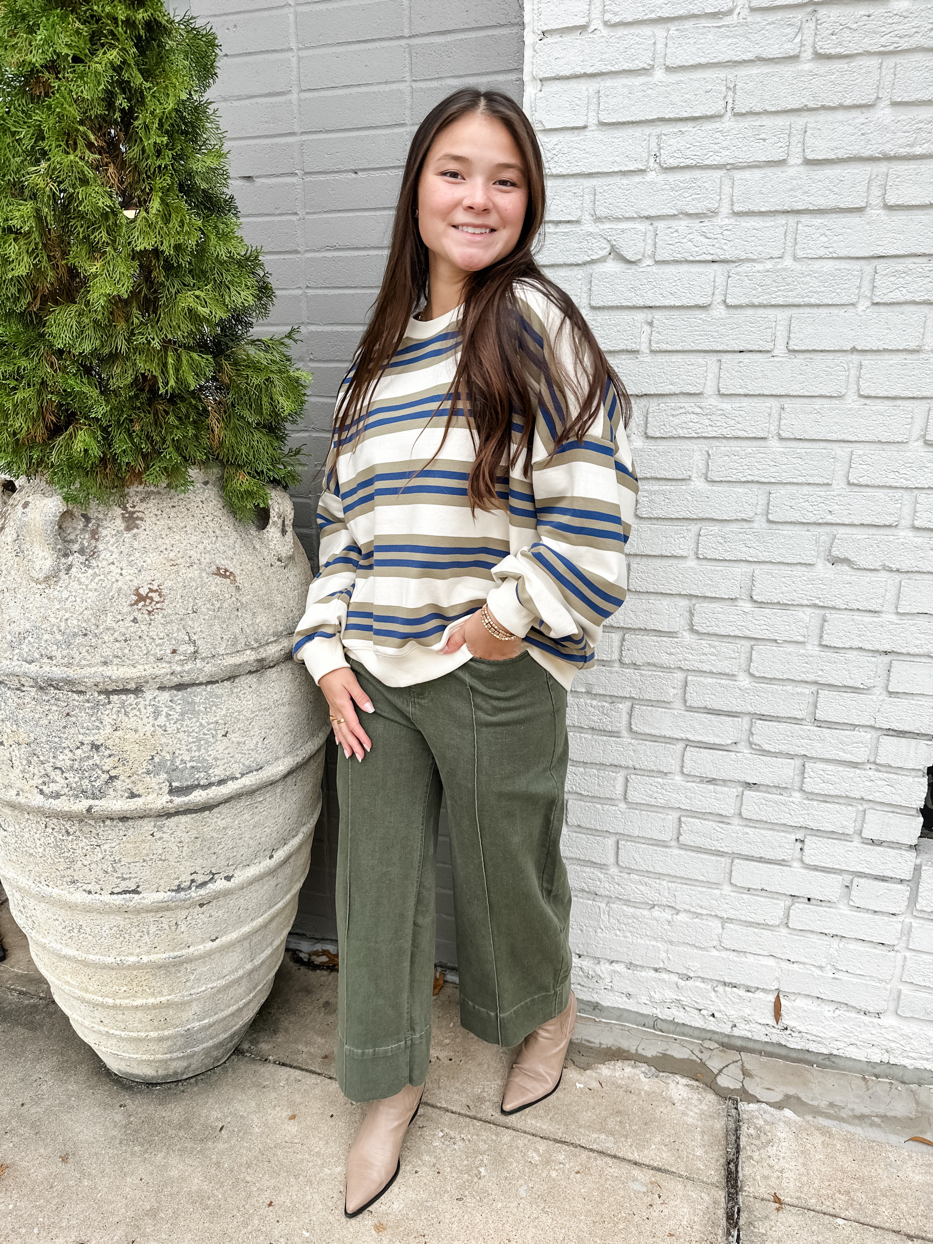 Oversized Stripe Sweatshirt