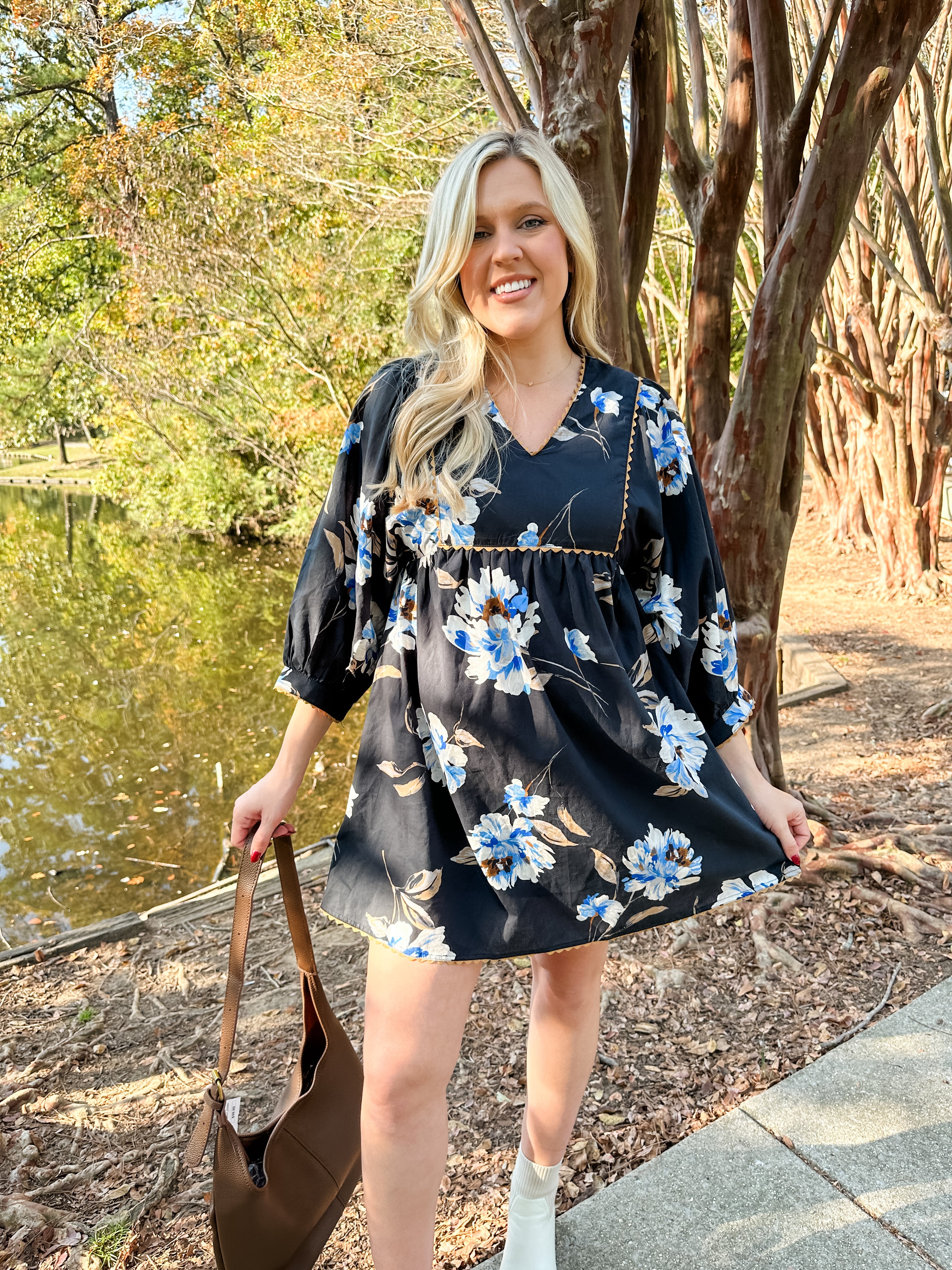 Floral Scallop Trim Dress