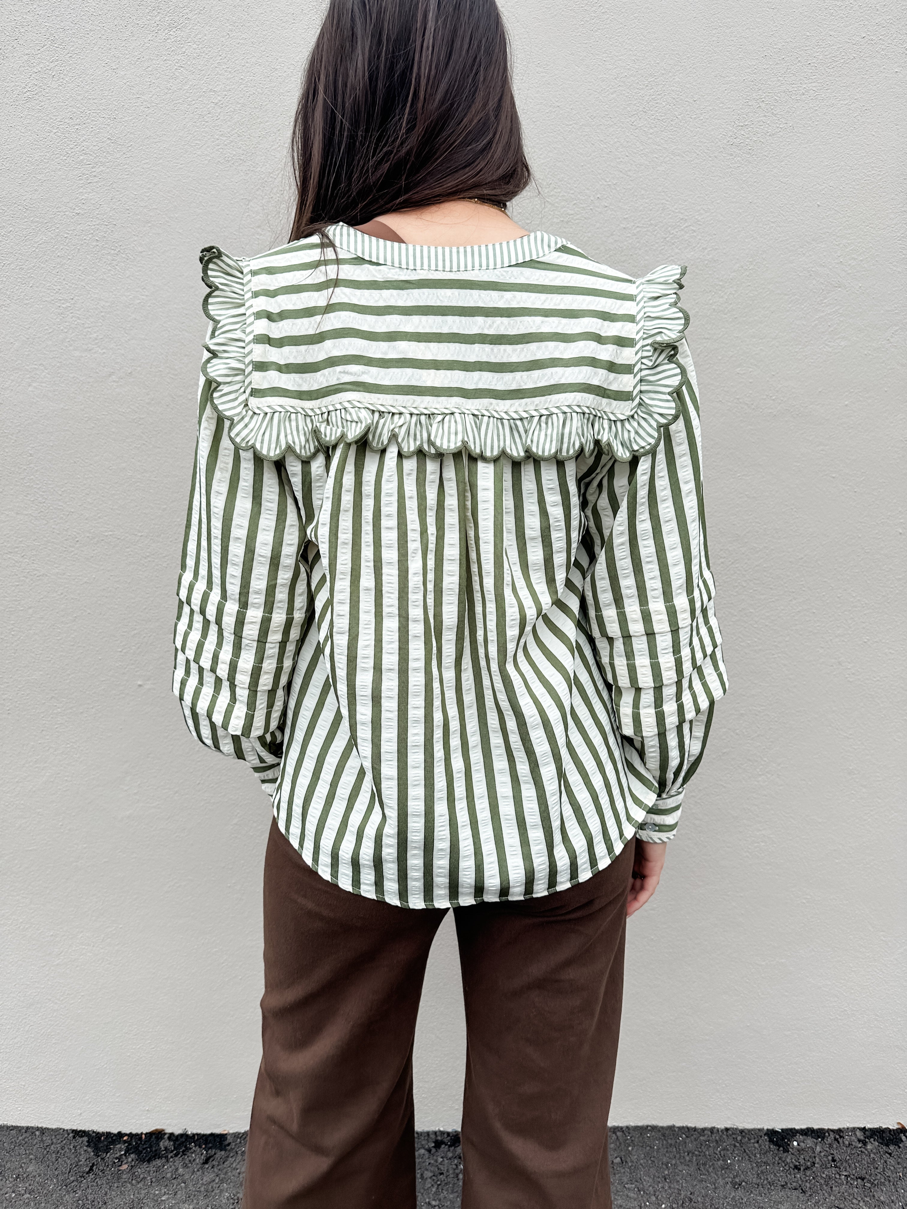 Striped Bib Collar Top