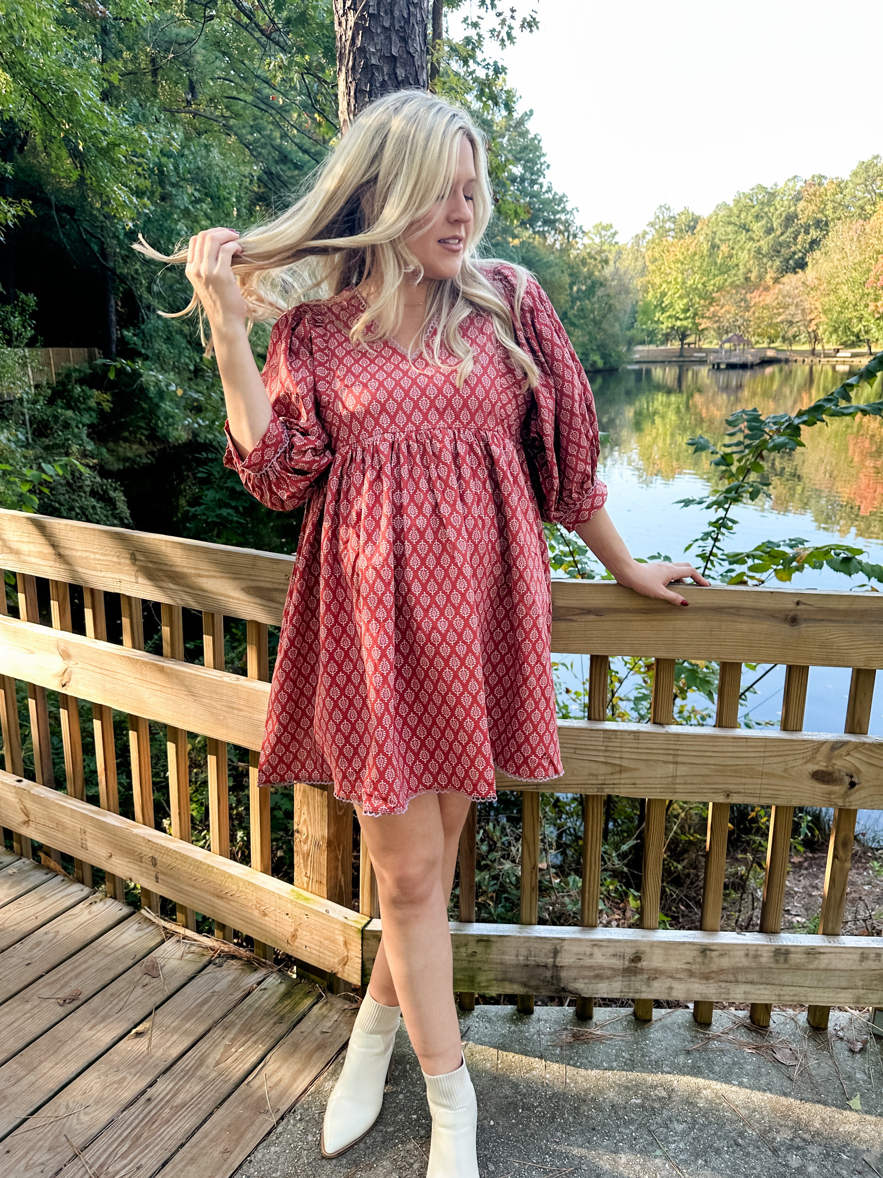 Boho Printed Babydoll Dress