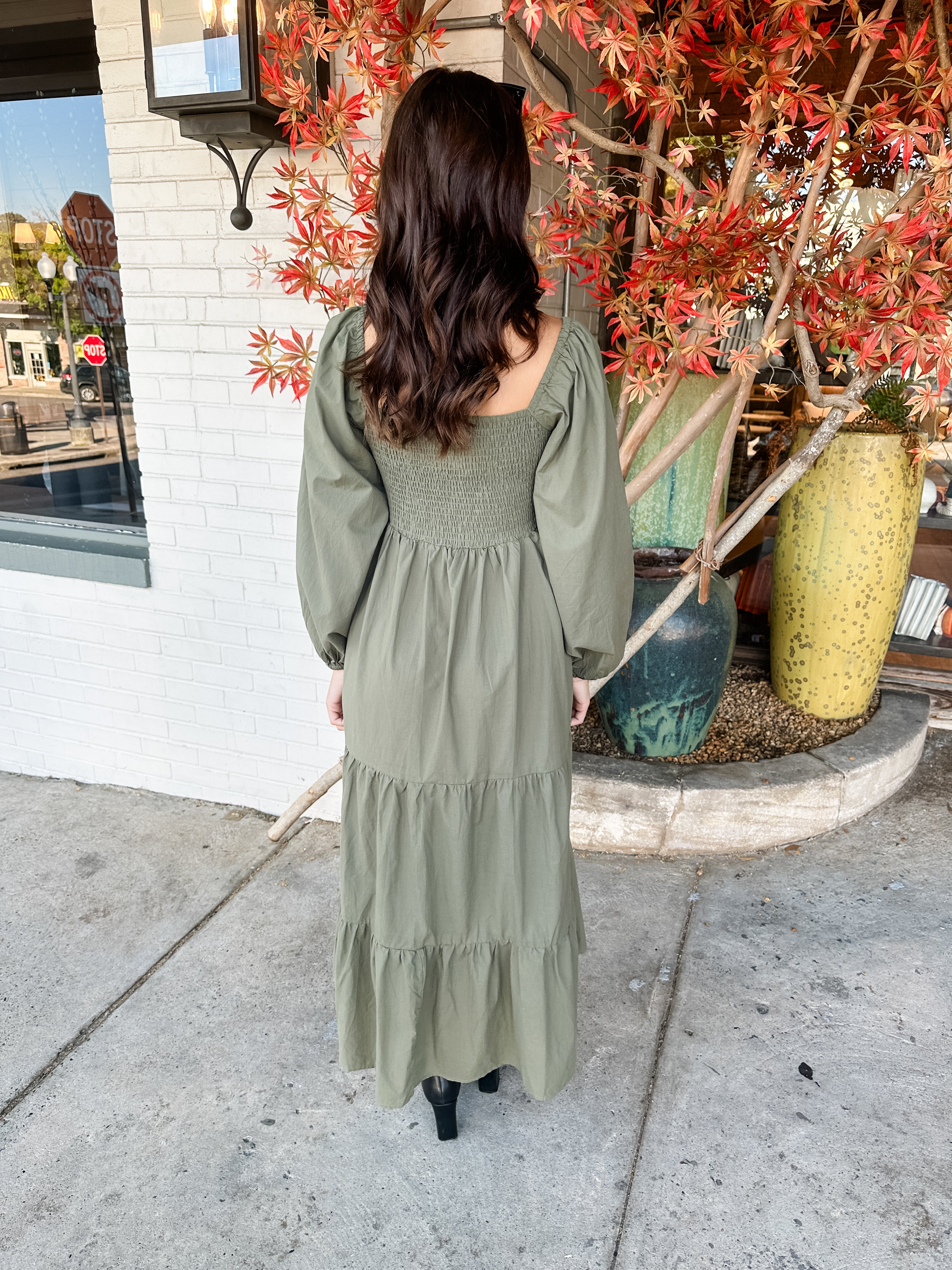 Long Sleeve Tiered Midi Dress