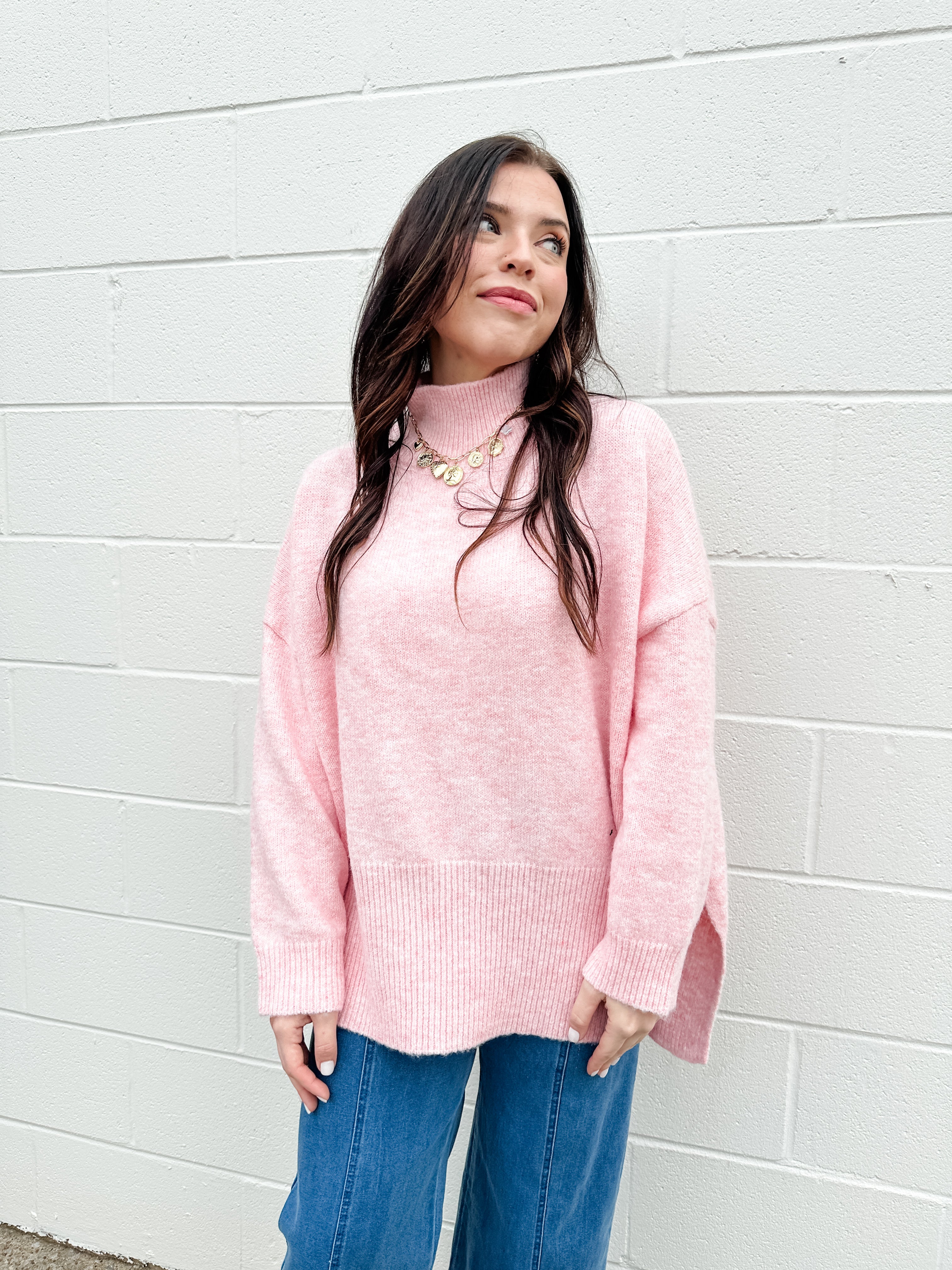 Mock Neck Tunic Sweater