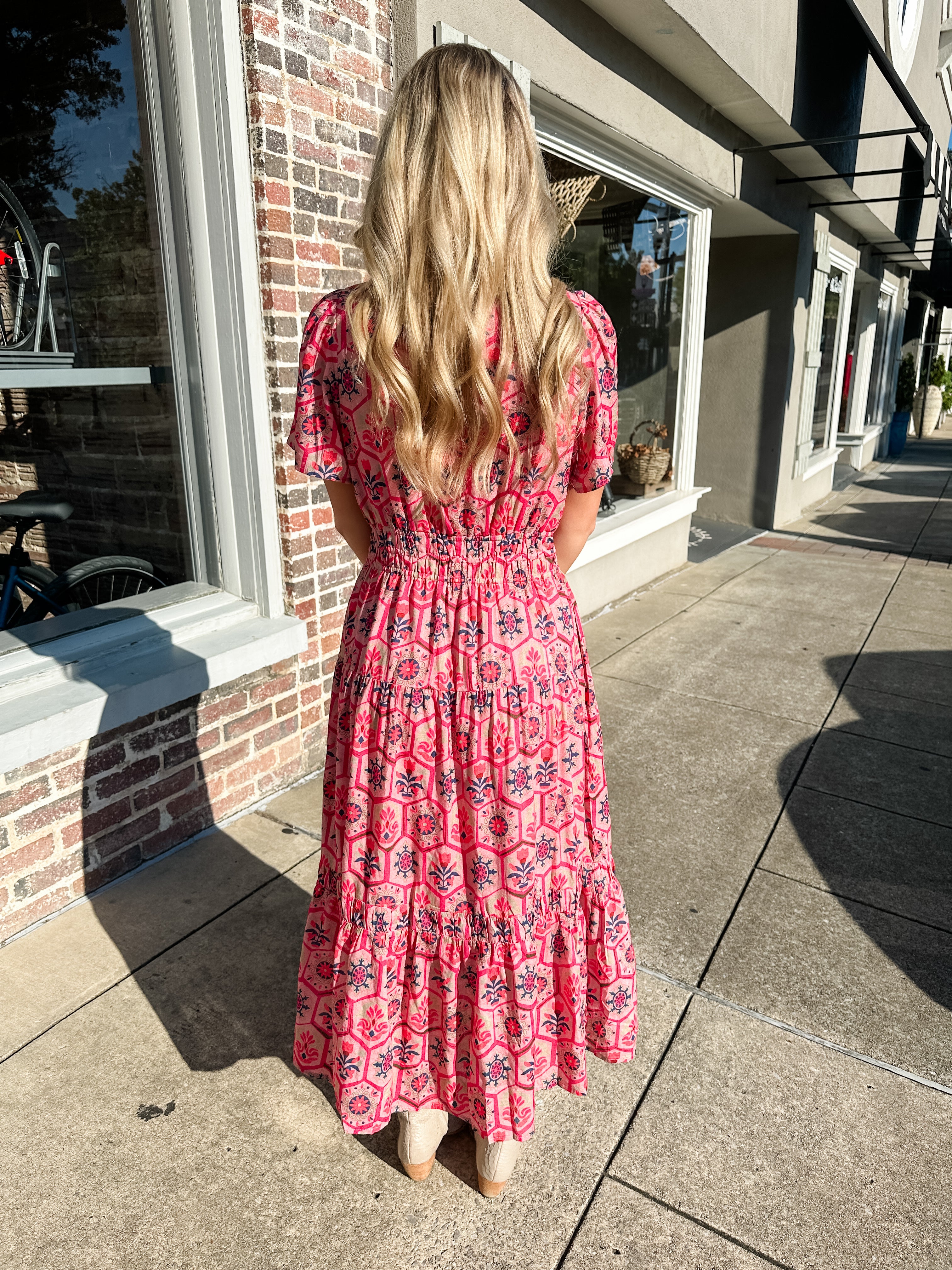 Honeycomb Floral Midi Dress