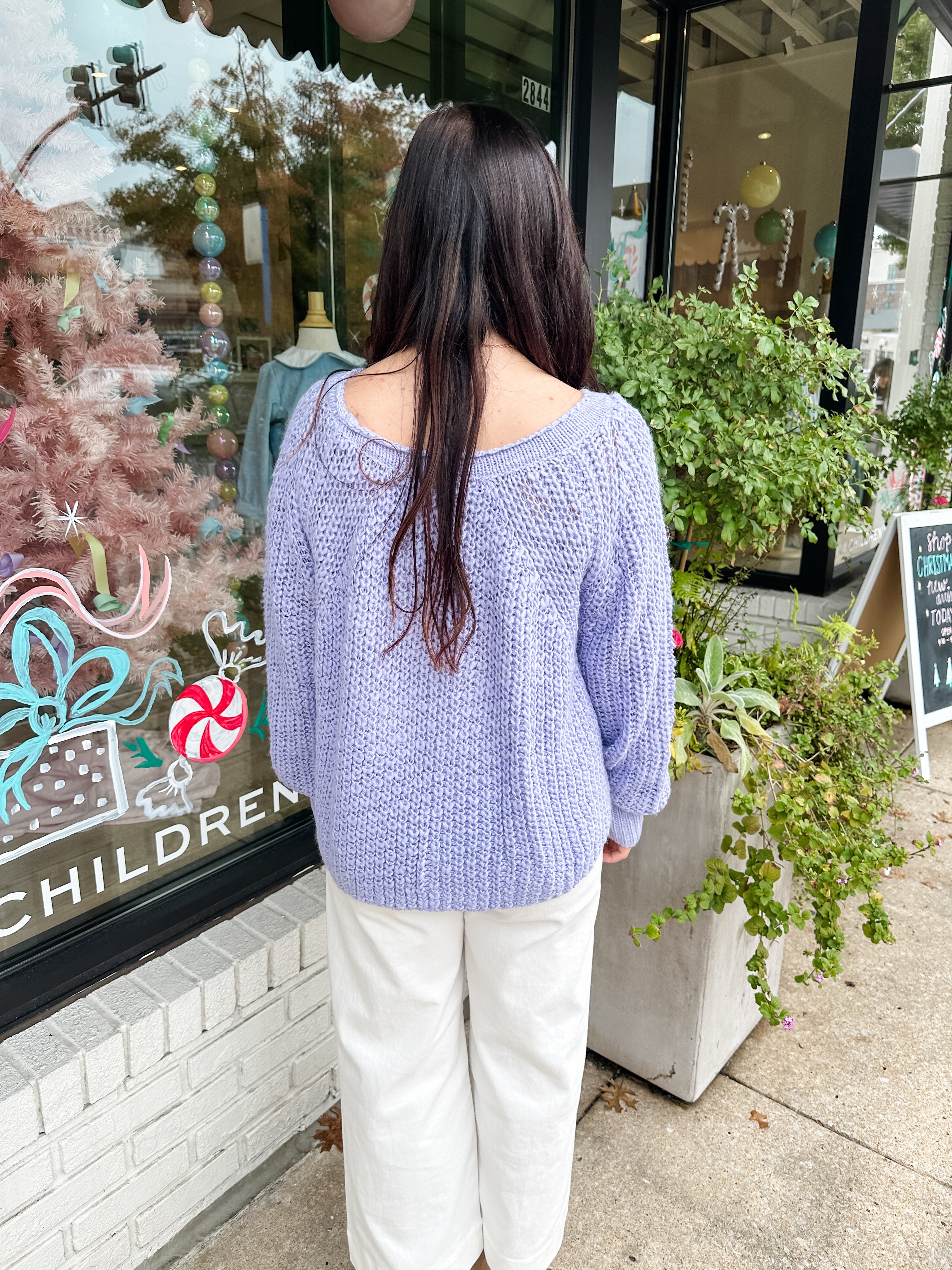 Open Weave Scoop Neck Sweater