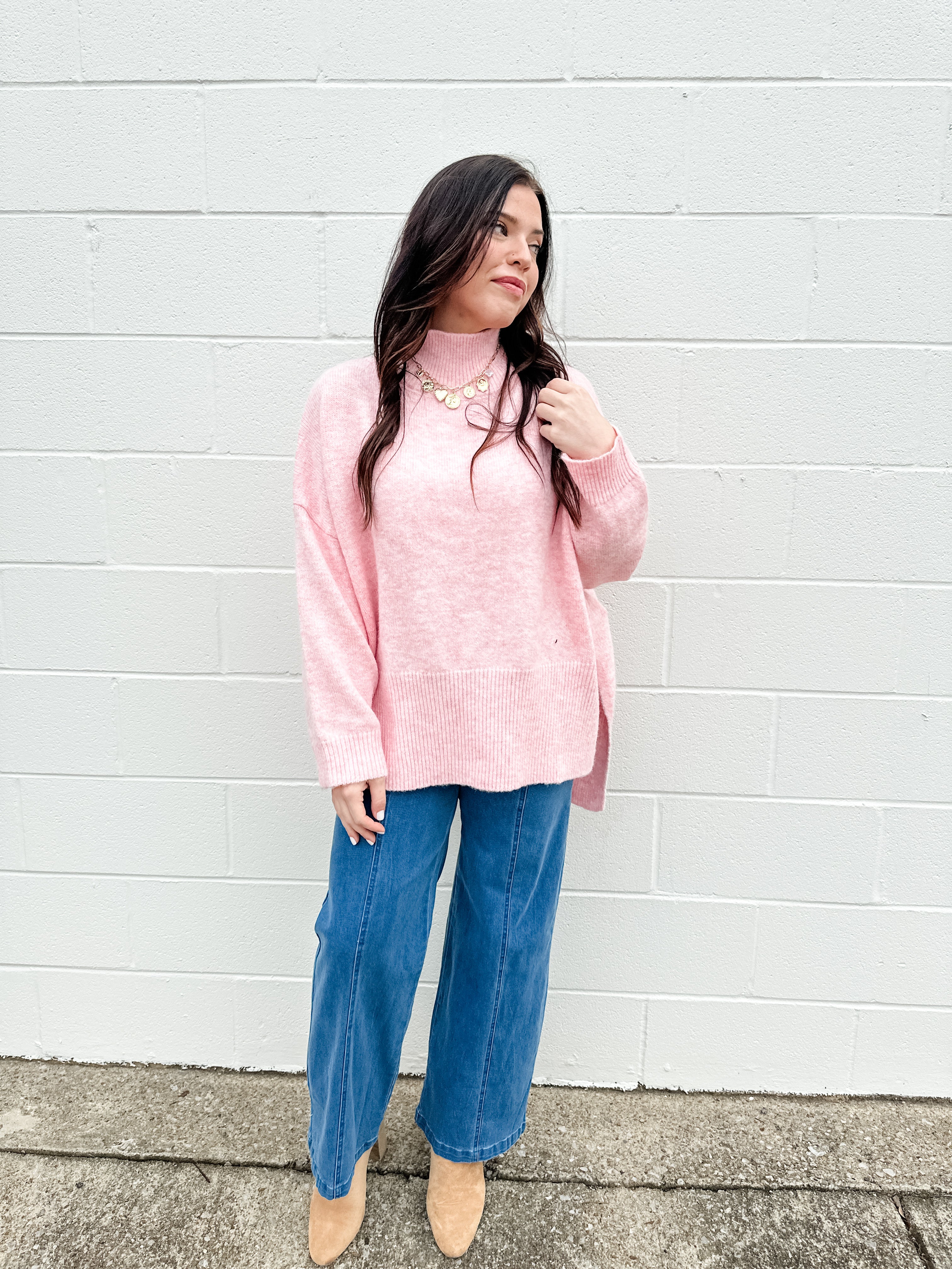 Mock Neck Tunic Sweater