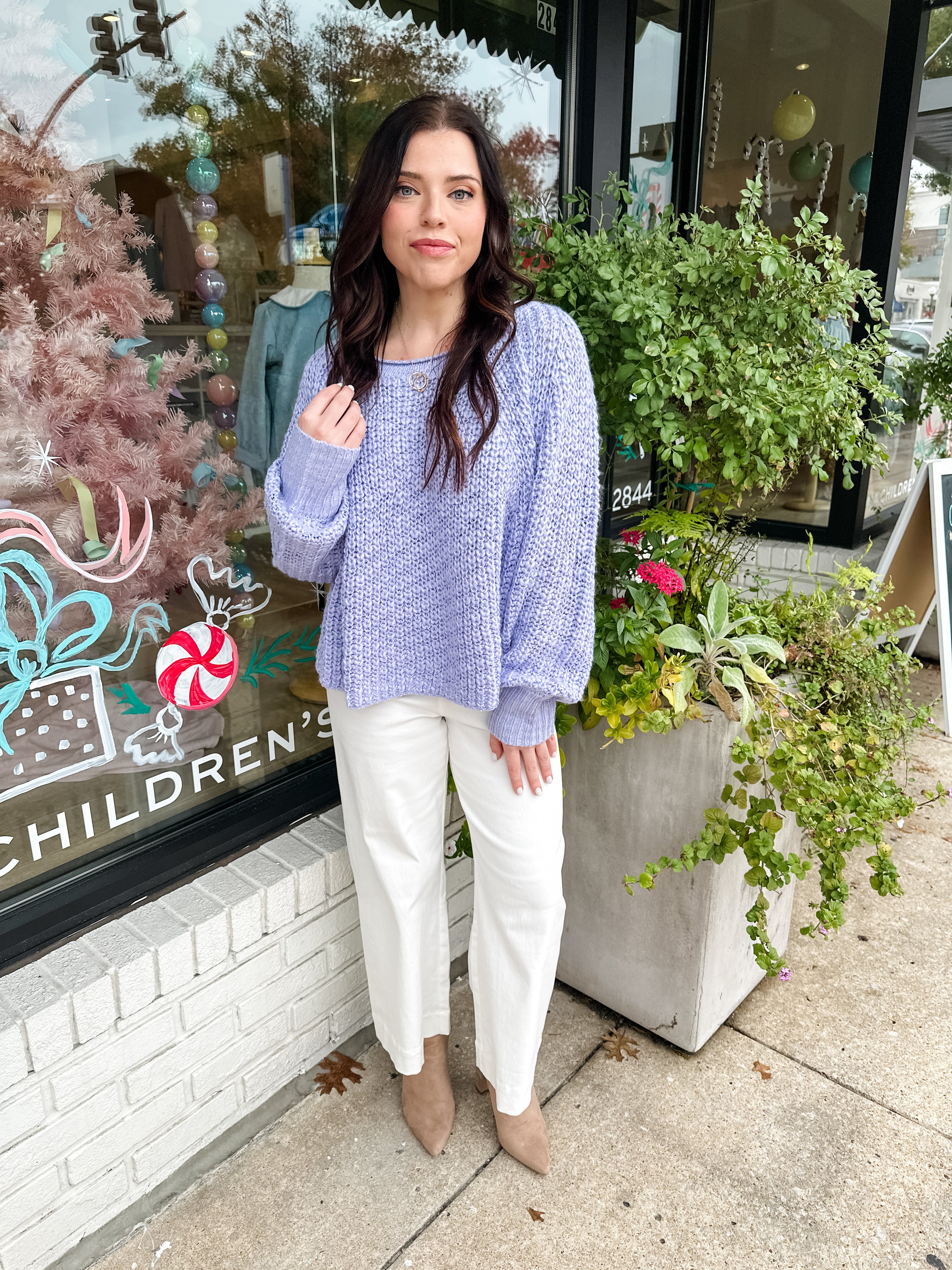 Open Weave Scoop Neck Sweater