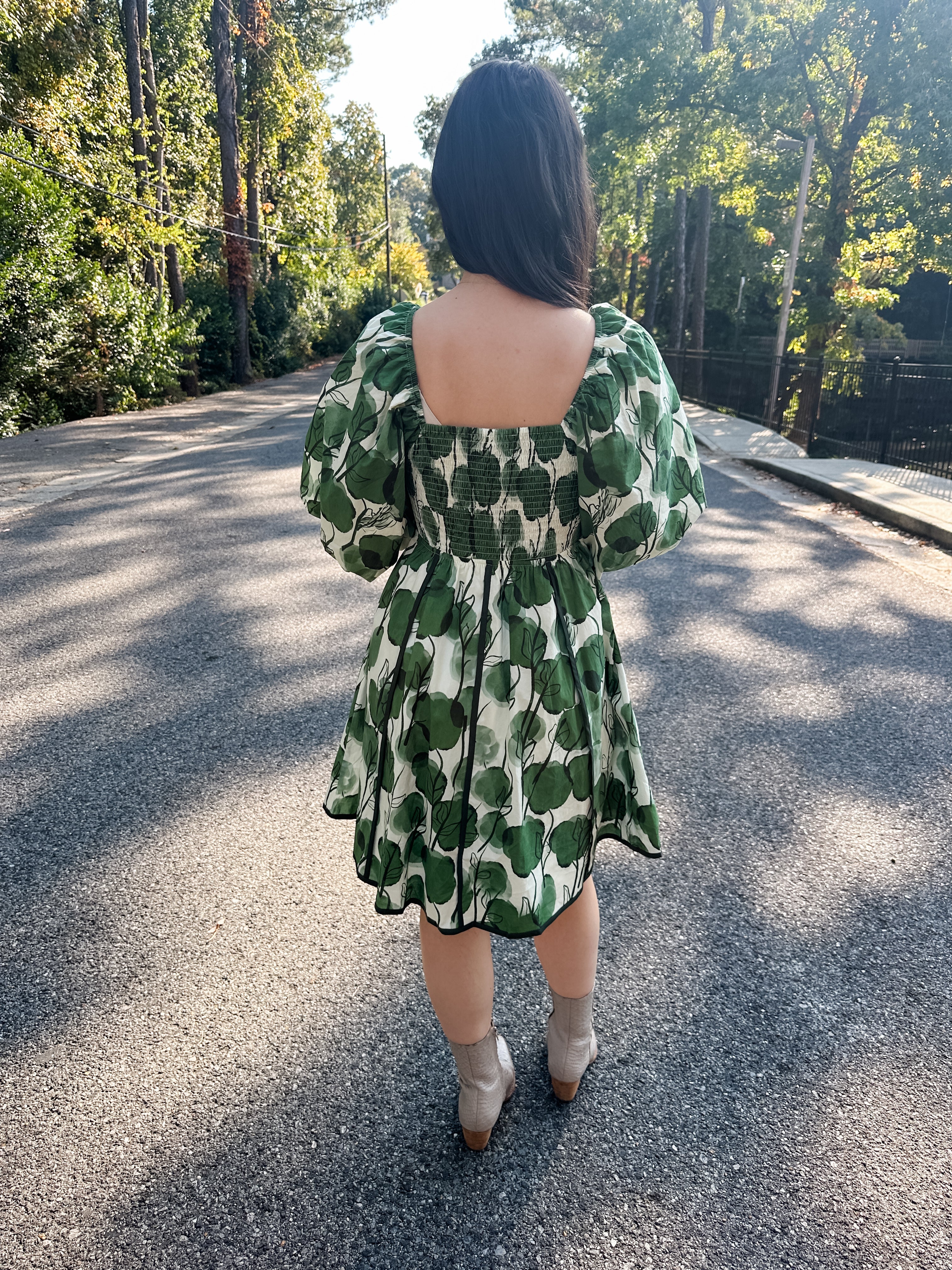 Watercolor Puff Sleeve Dress