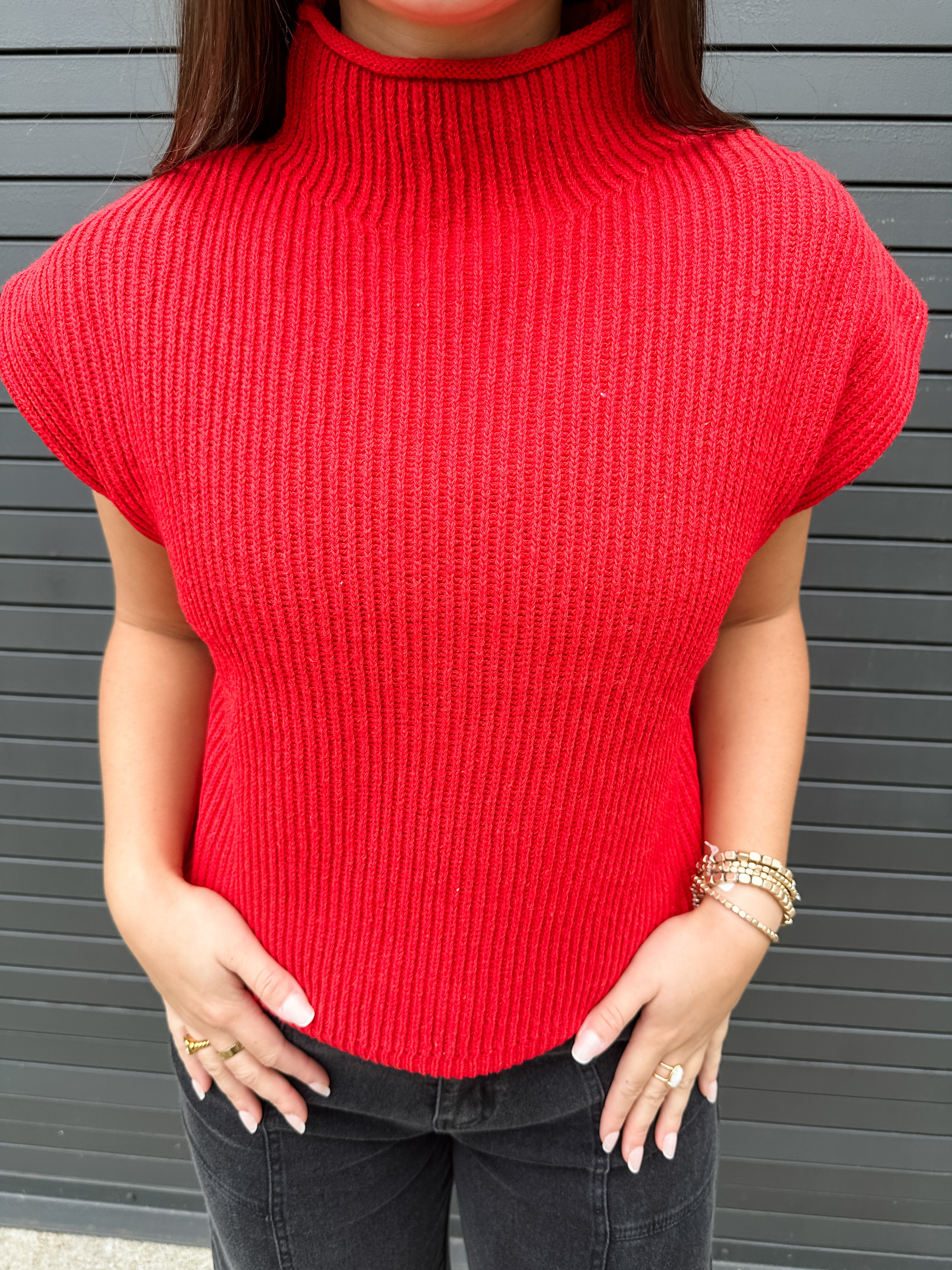 Ribbed Mock Neck Sweater