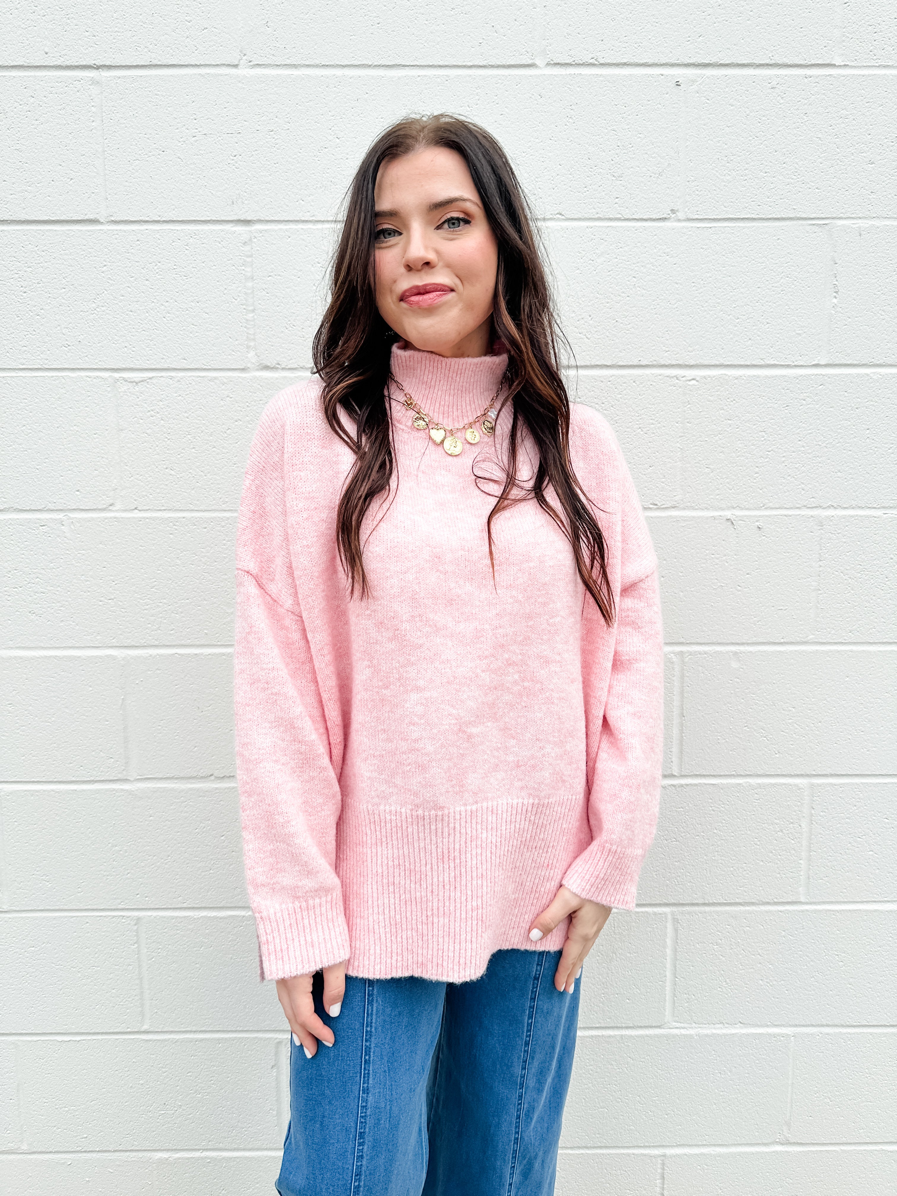 Mock Neck Tunic Sweater