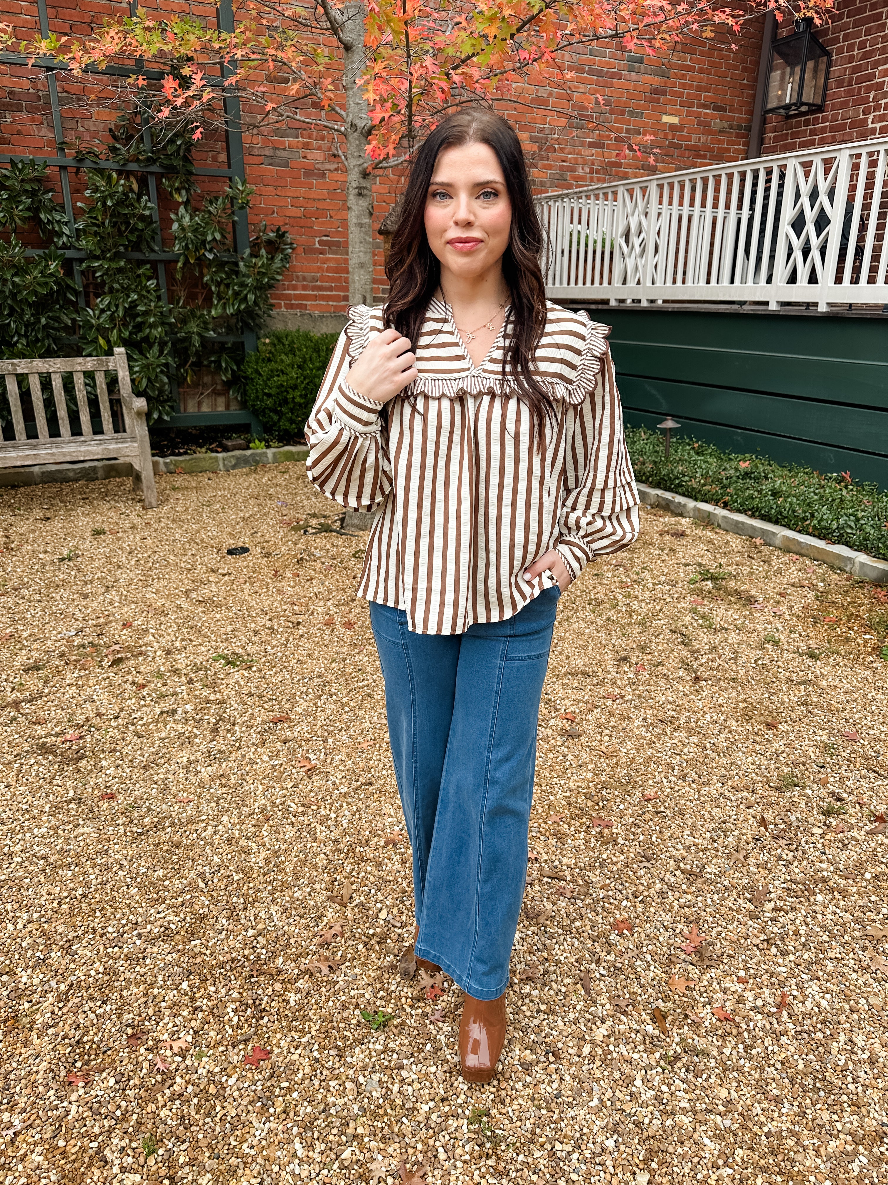 Striped Bib Collar Top