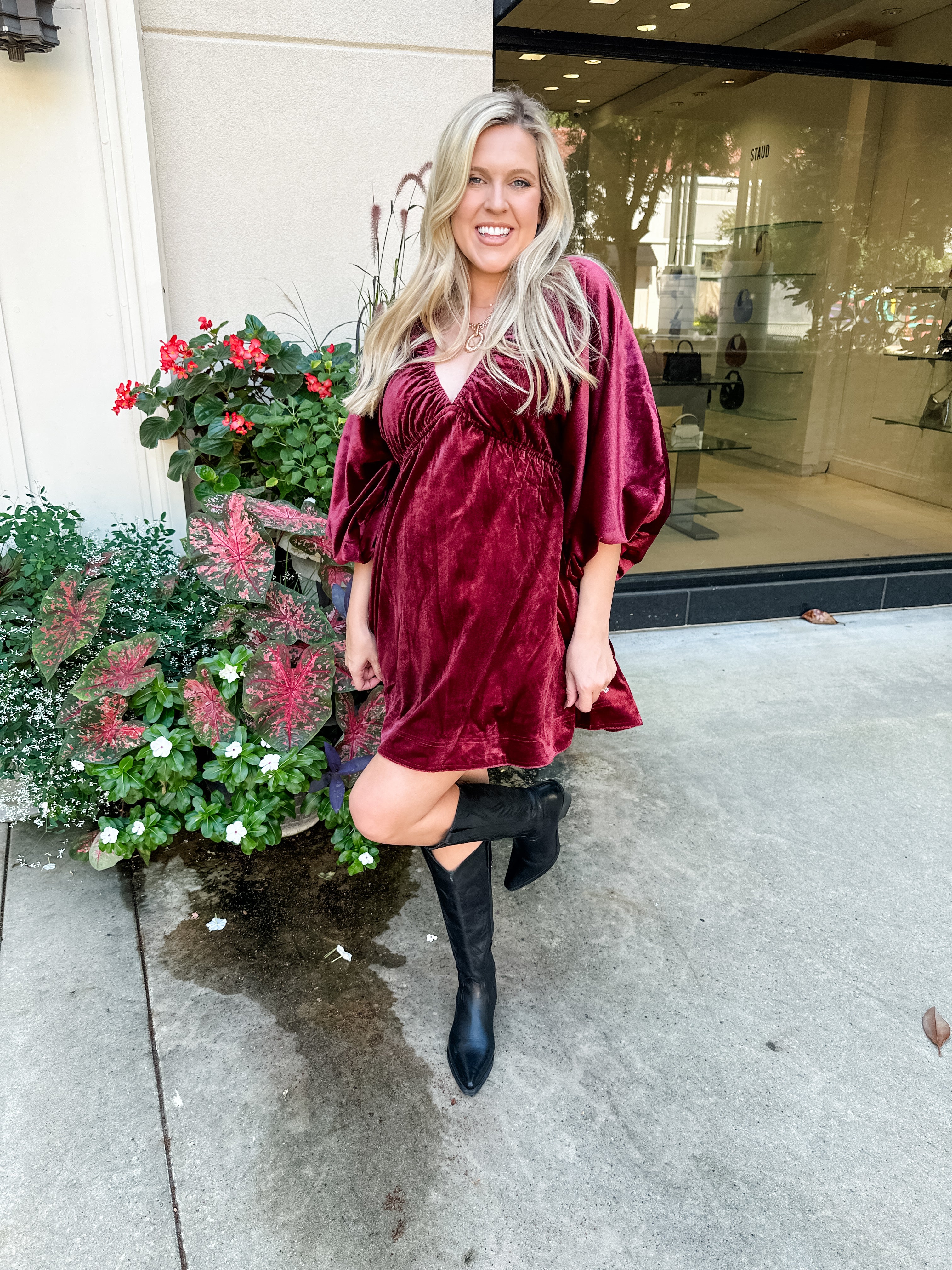 V-Neck Velvet Dress