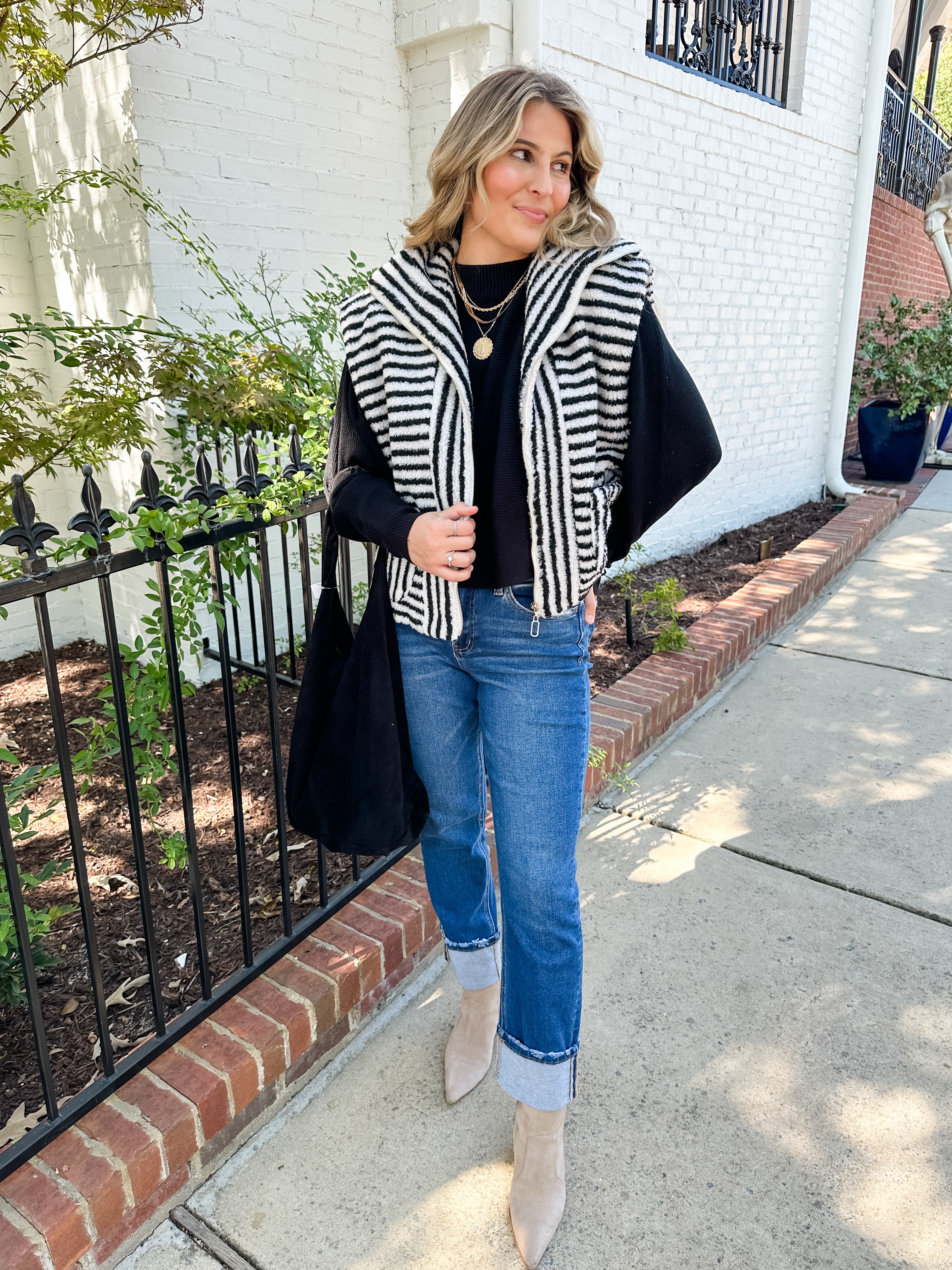 Fuzzy Striped Vest