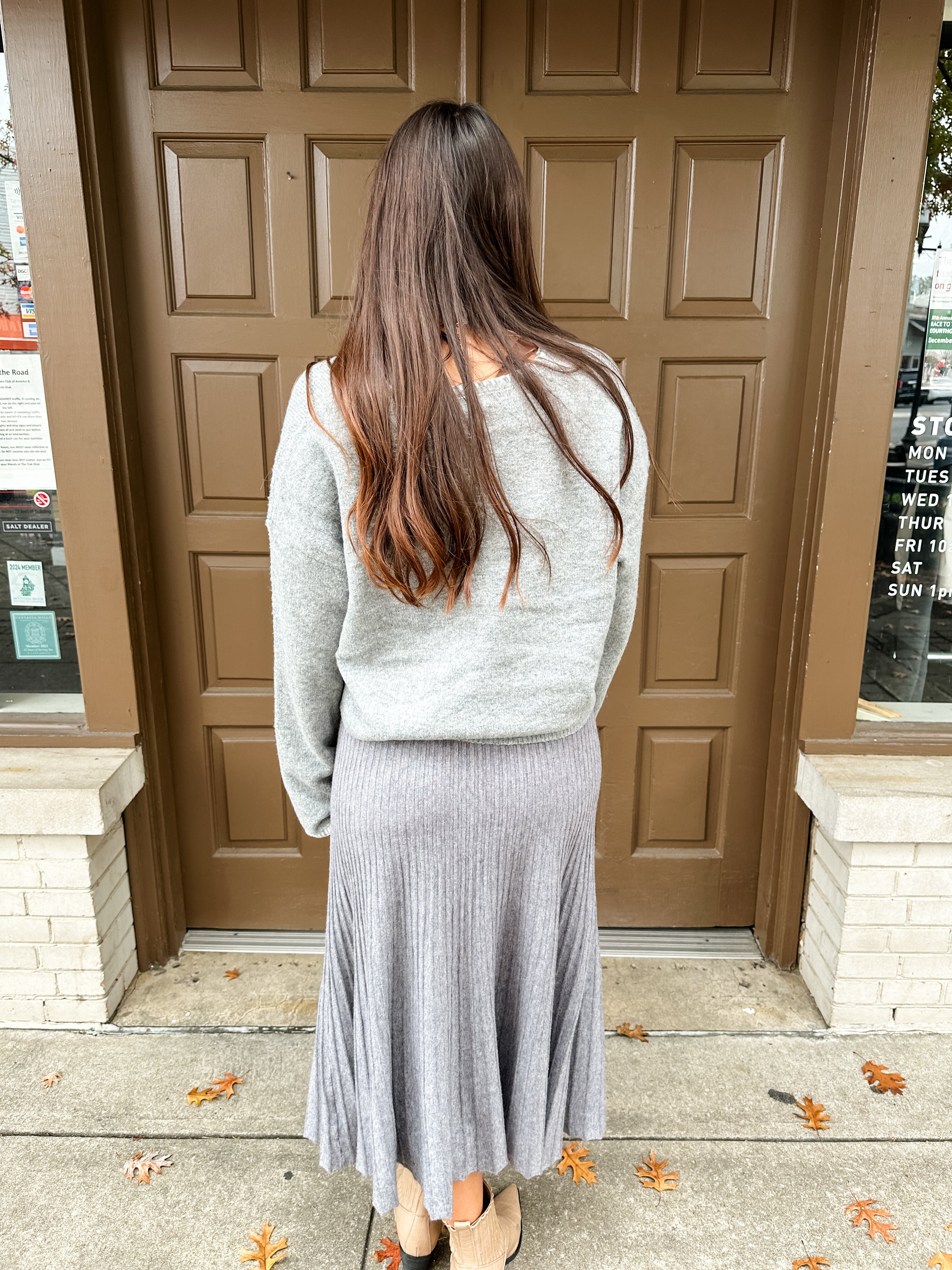 Pleated Sweater Midi Skirt