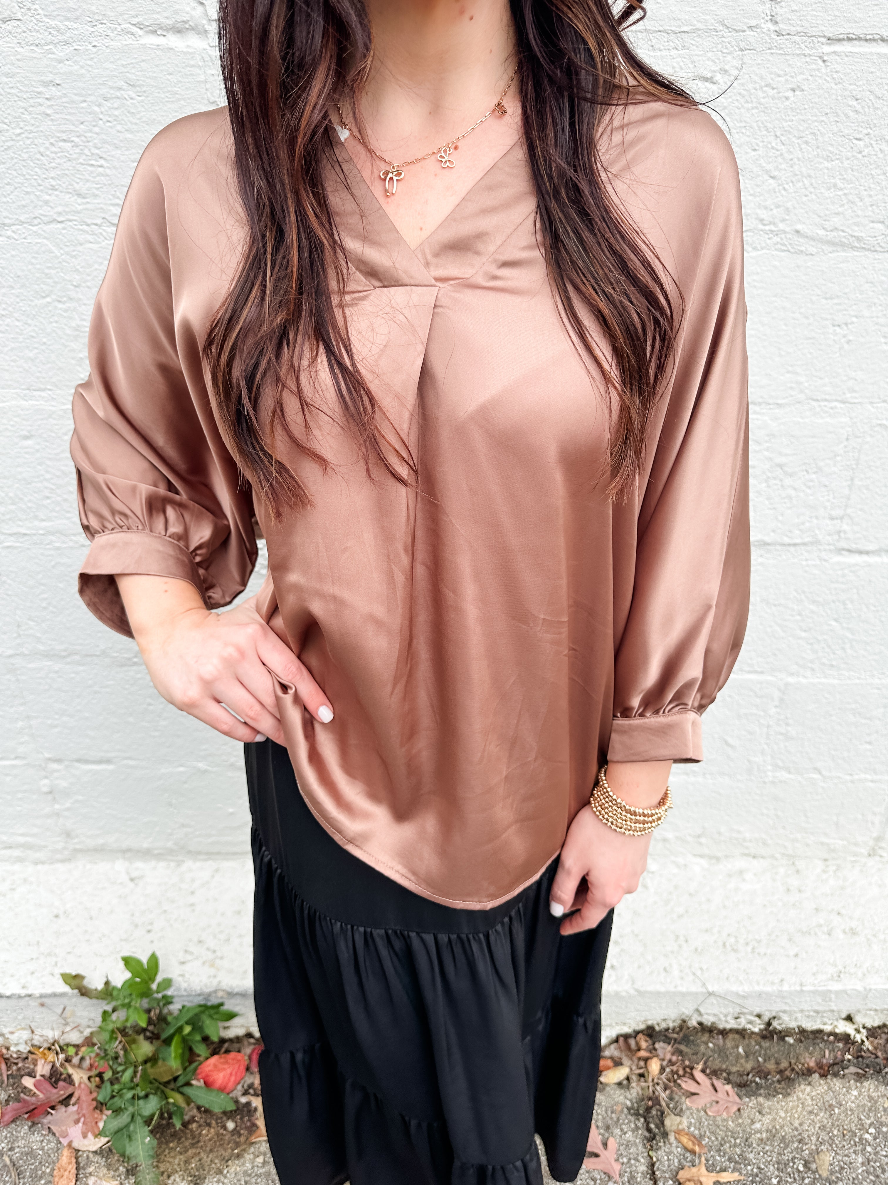 Satin V-neck Top